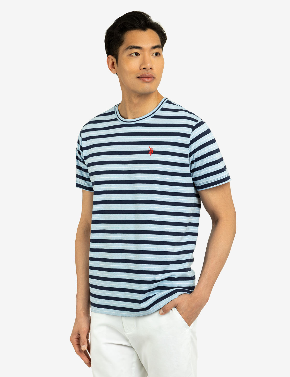 Yarn-Dyed Striped Crew Neck T-Shirt