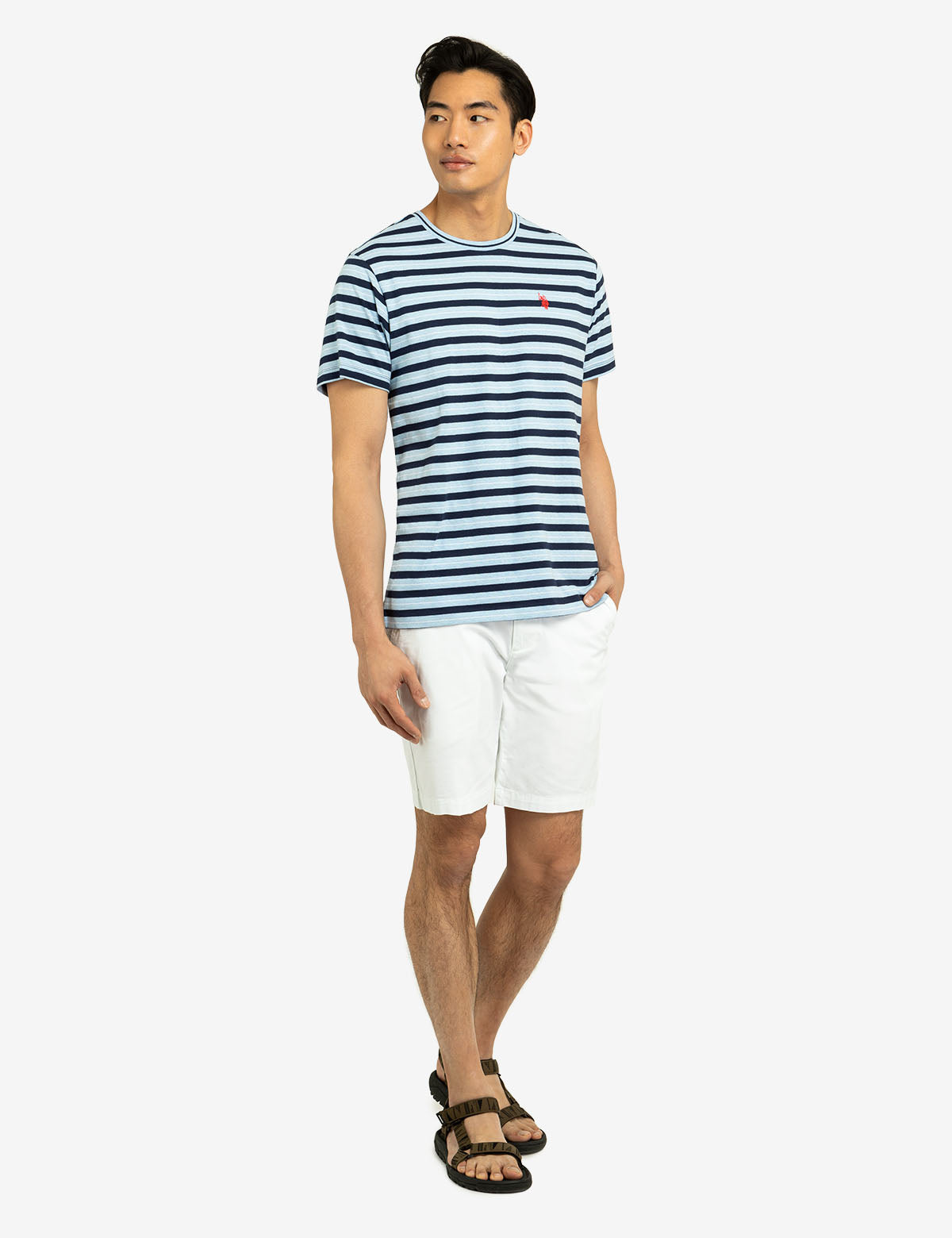 Yarn-Dyed Striped Crew Neck T-Shirt