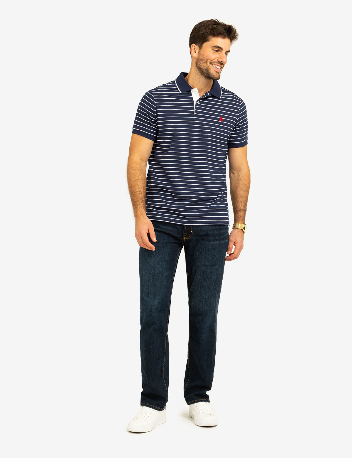 Men's Yarn-Dye Stripe Jersey Polo Shirt