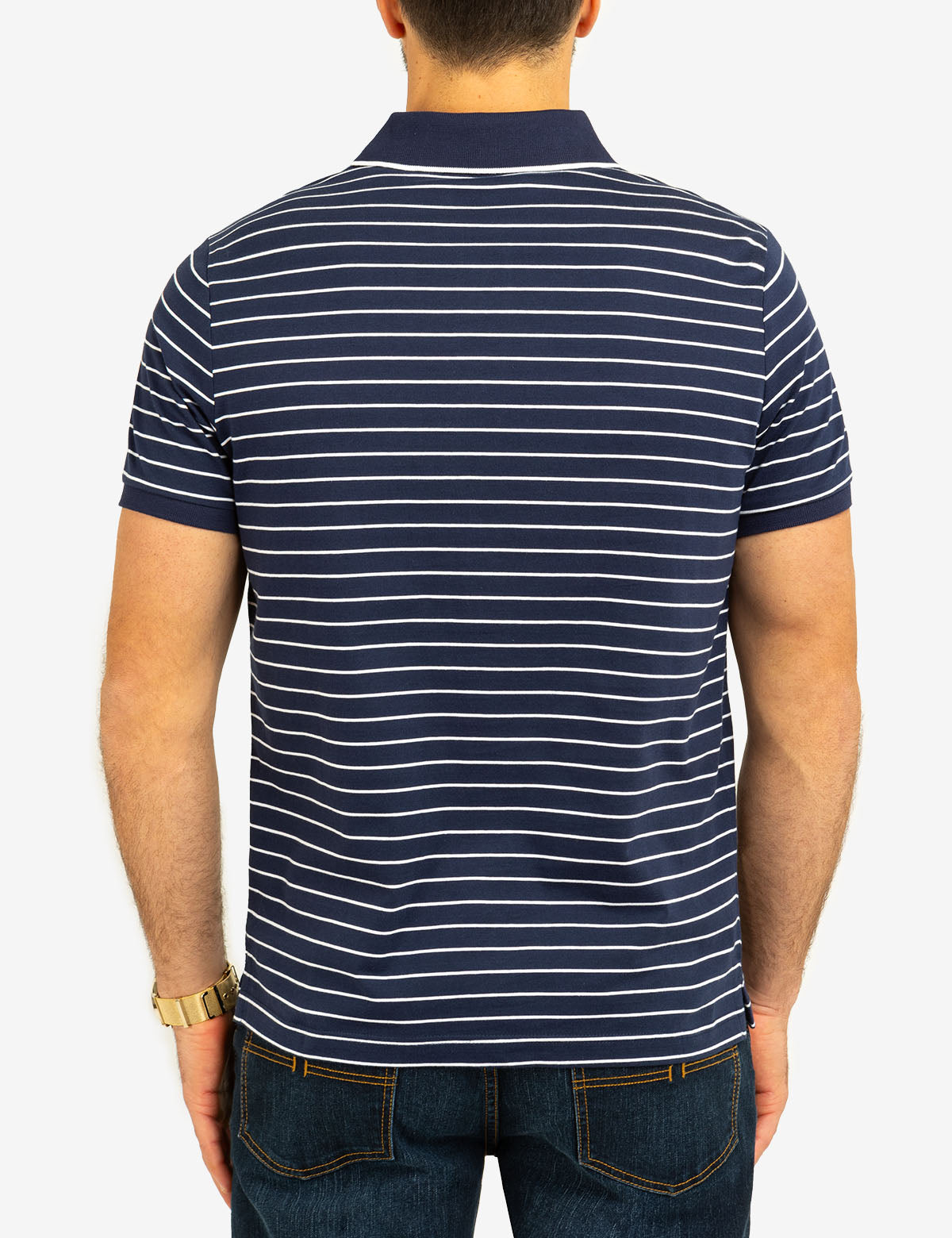 Men's Yarn-Dye Stripe Jersey Polo Shirt