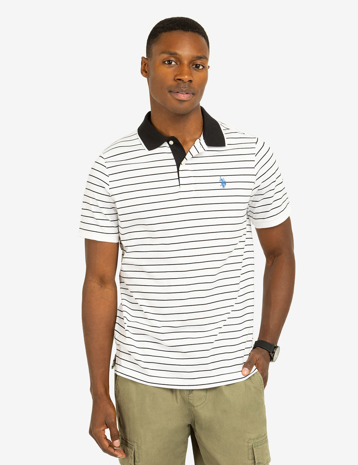 Men's Yarn-Dye Stripe Jersey Polo Shirt