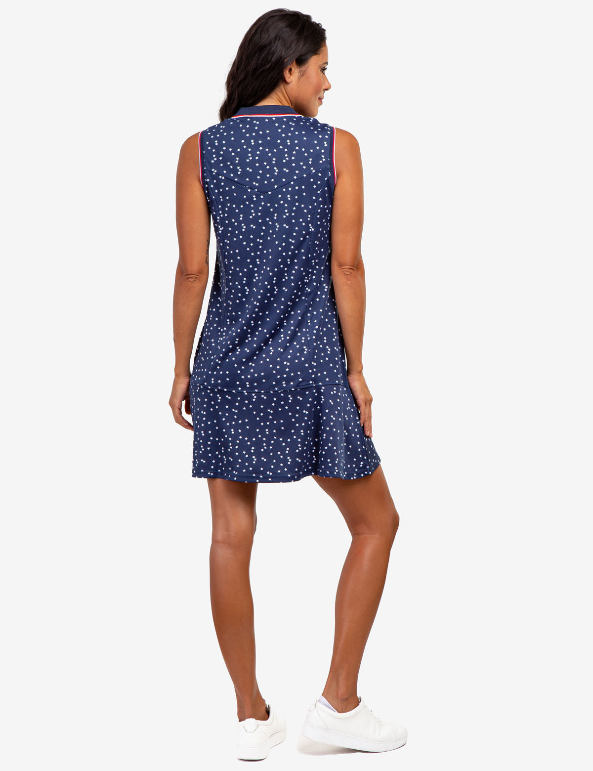 Flounce Printed Polo Dress with Zip Up Detail