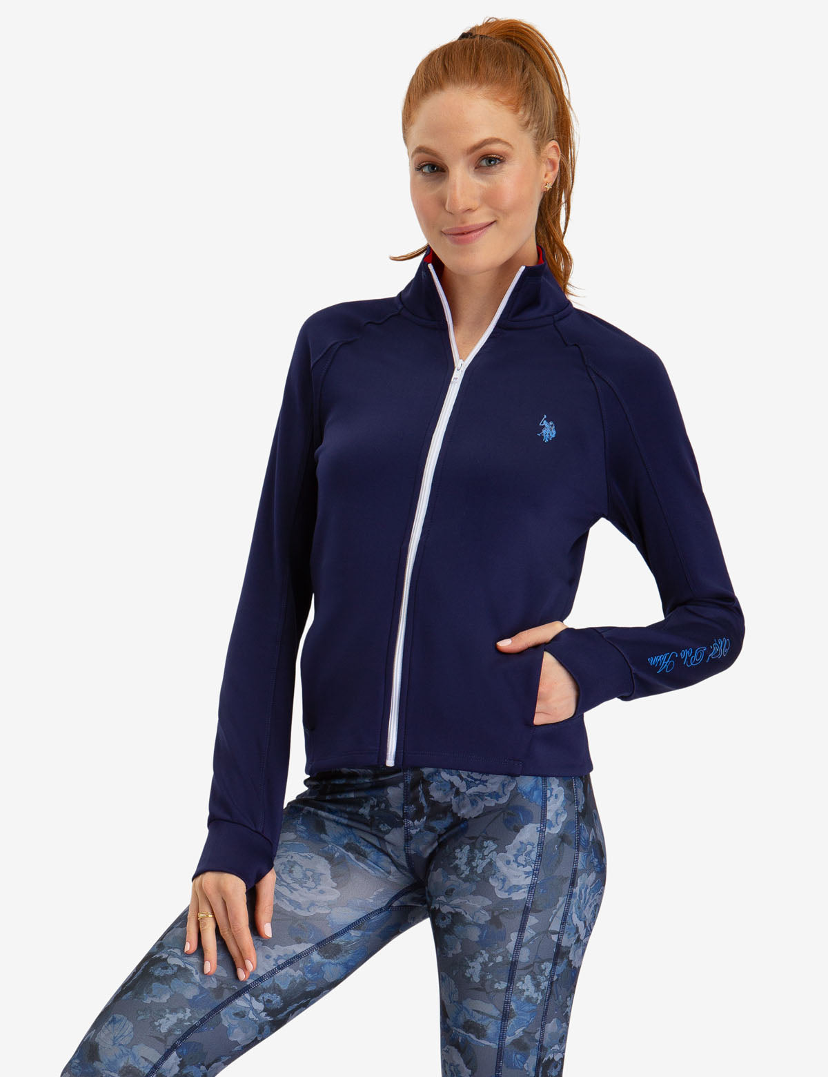 USPA Zip Up Jacket - Lightweight Polyester with Spandex Stretch