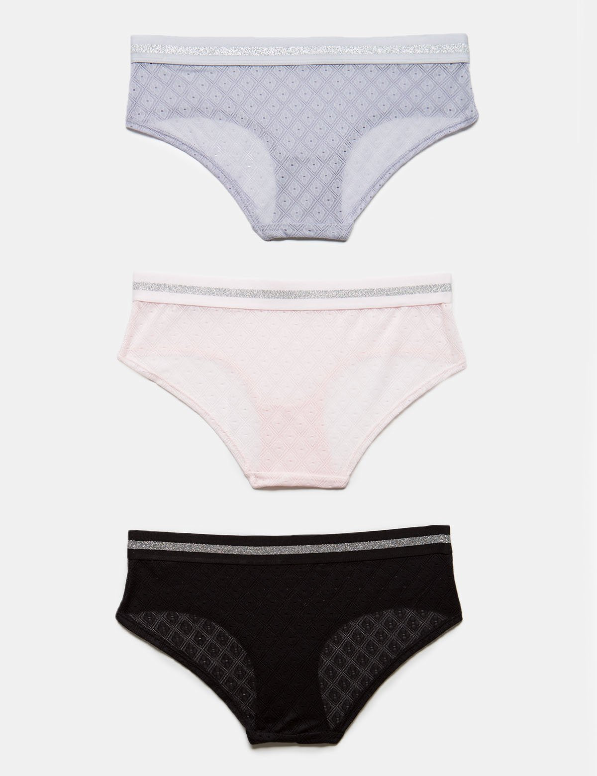 USPA 3-Pack Lace Hipster Panties - Nylon & Spandex Underwear