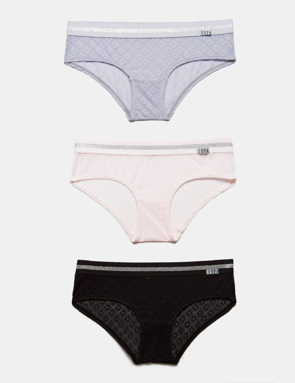 USPA 3-Pack Lace Hipster Panties - Nylon & Spandex Underwear