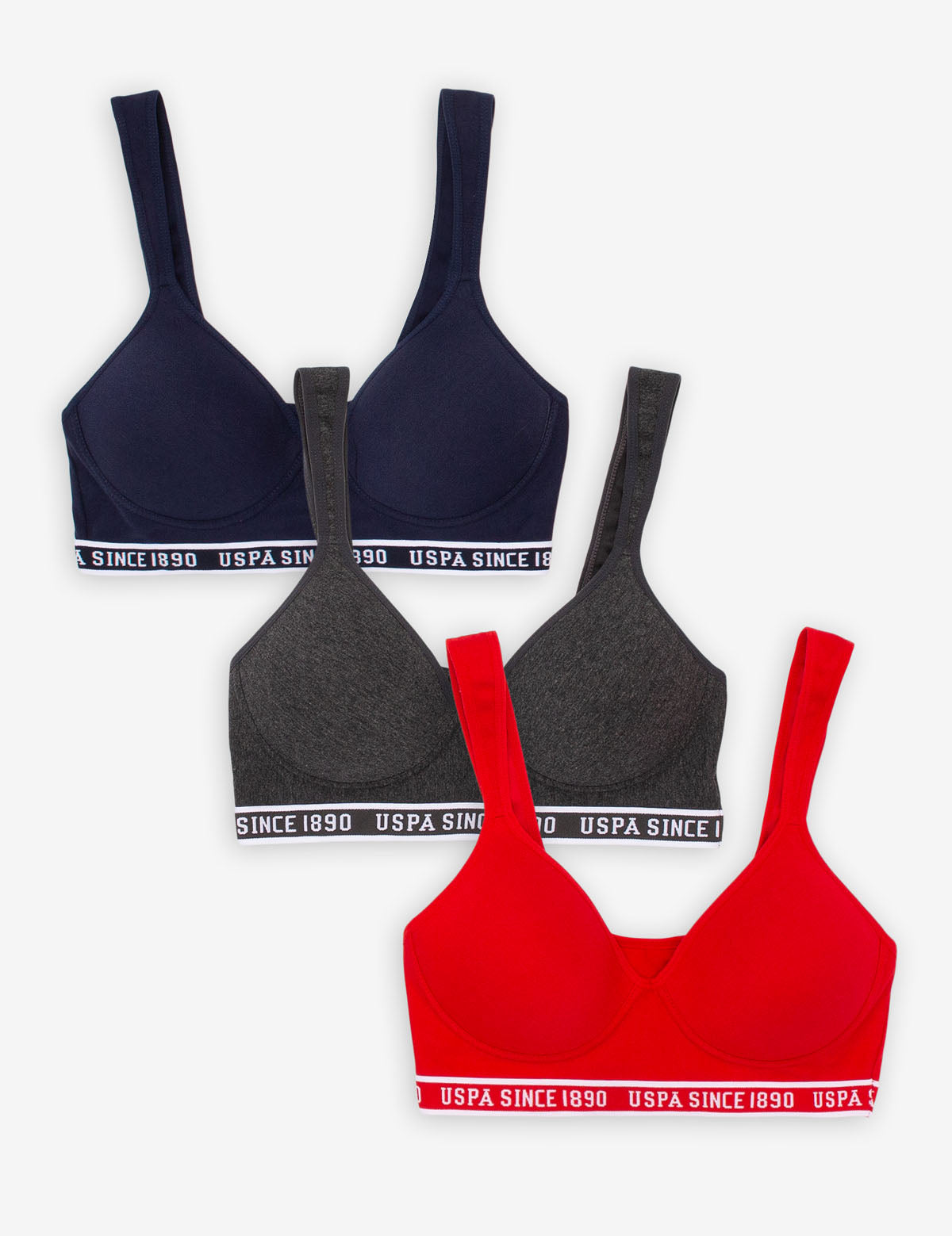3 Pack Cotton Sports Bras - Wire Free & Tag Free