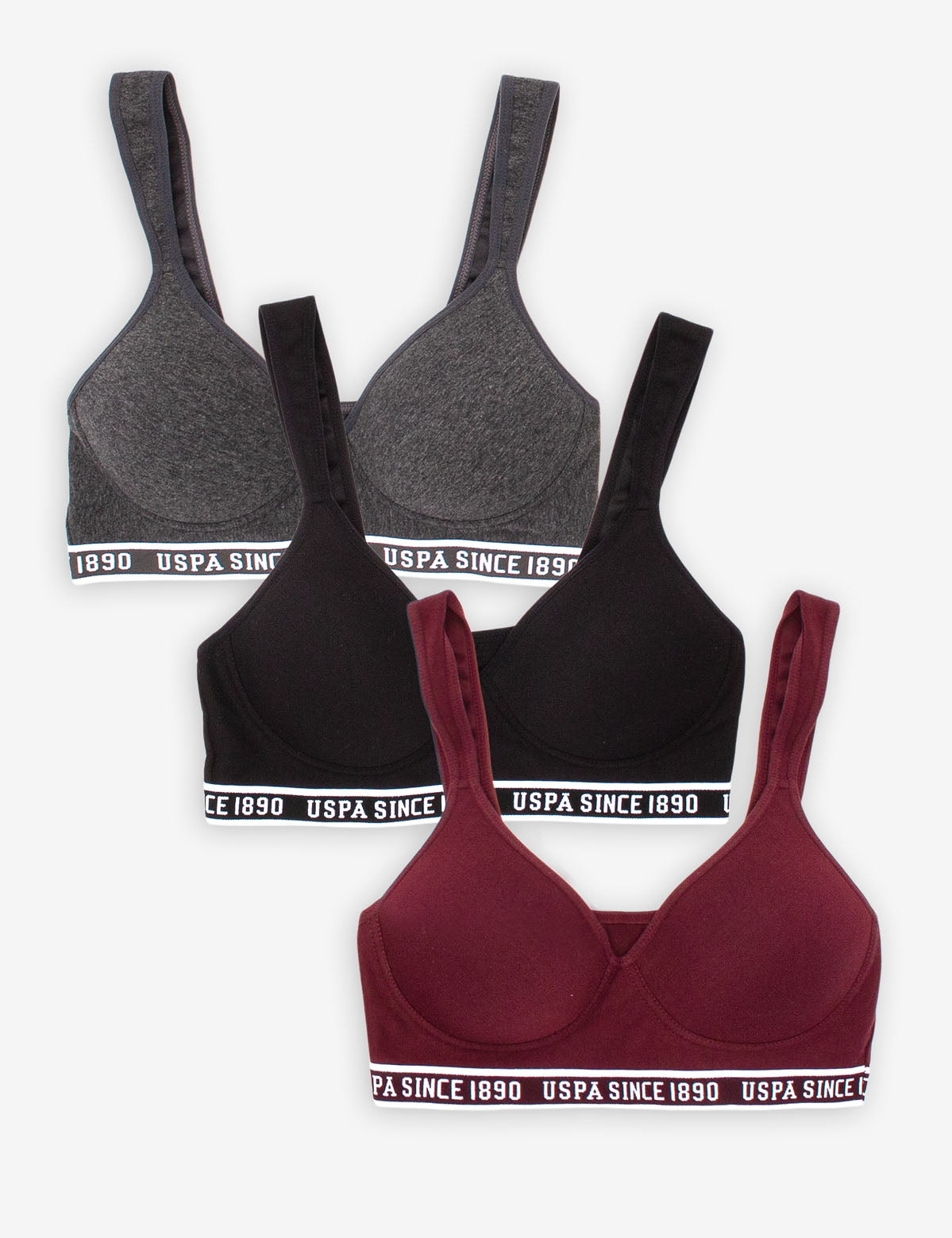 3 Pack Cotton Sports Bras - Wire Free & Tag Free