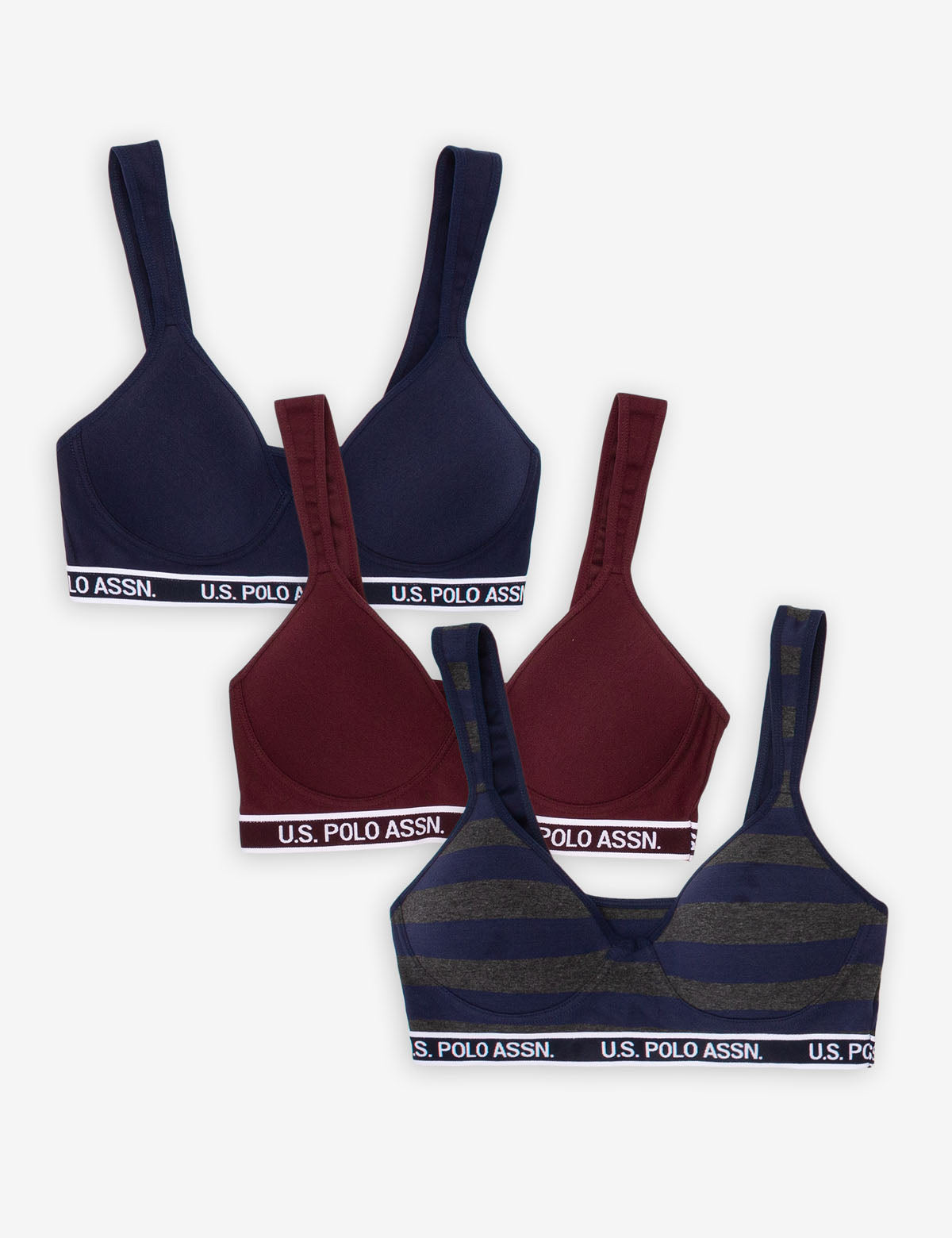3 Pack Cotton Sports Bras - Wire Free & Tag Free