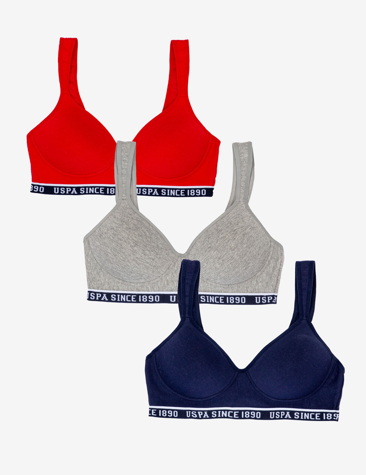 3 Pack Cotton Sports Bras - Wire Free & Tag Free