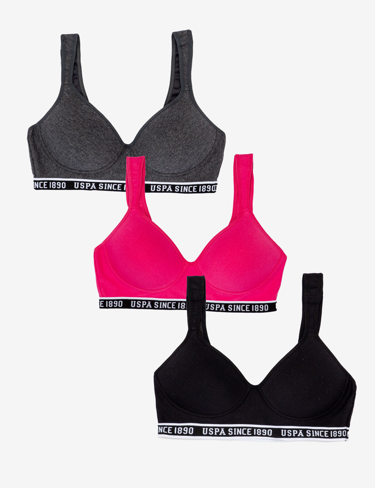 3 Pack Cotton Sports Bras - Wire Free & Tag Free