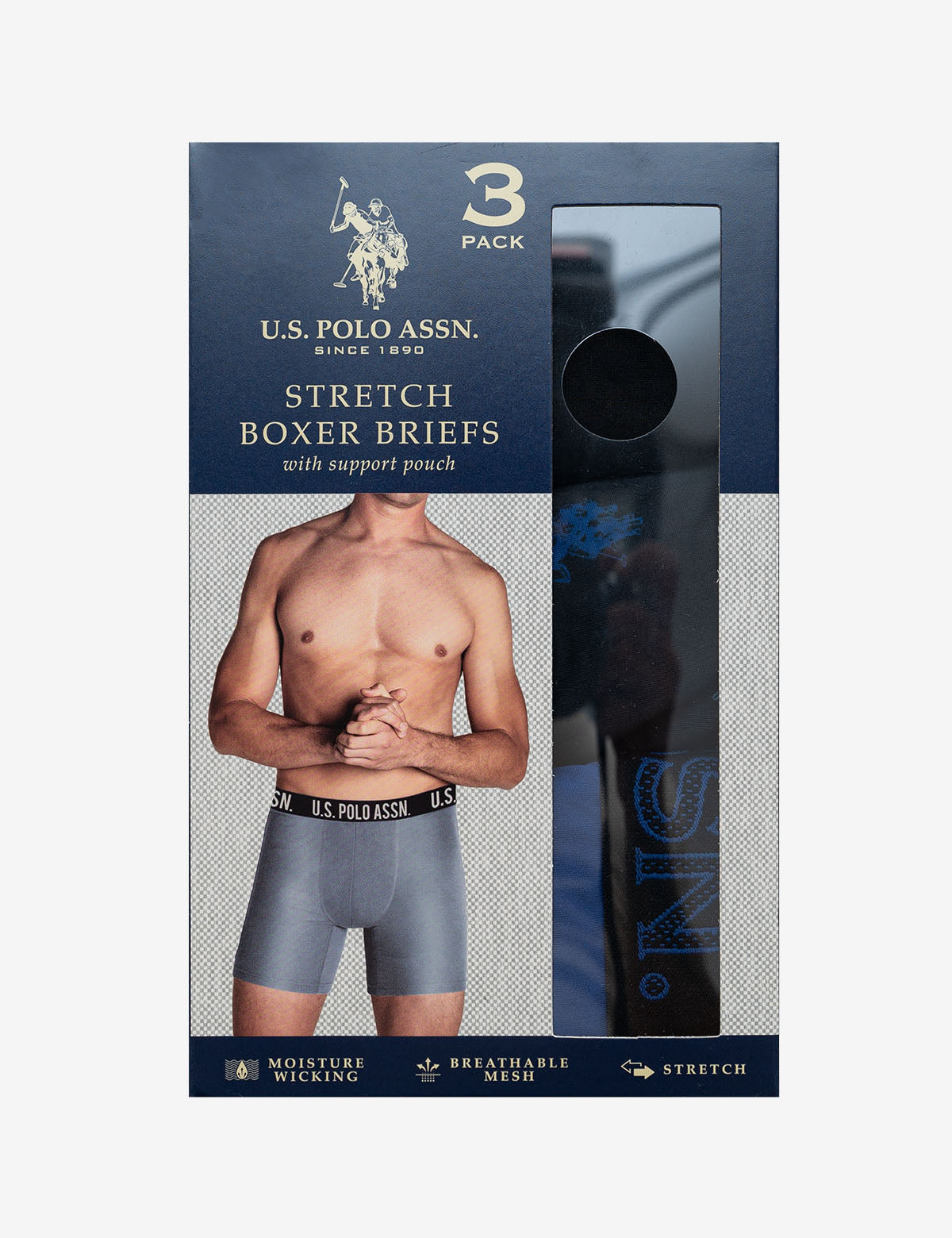 3 Pack Moisture-Wicking Stretch Boxer Briefs for Men