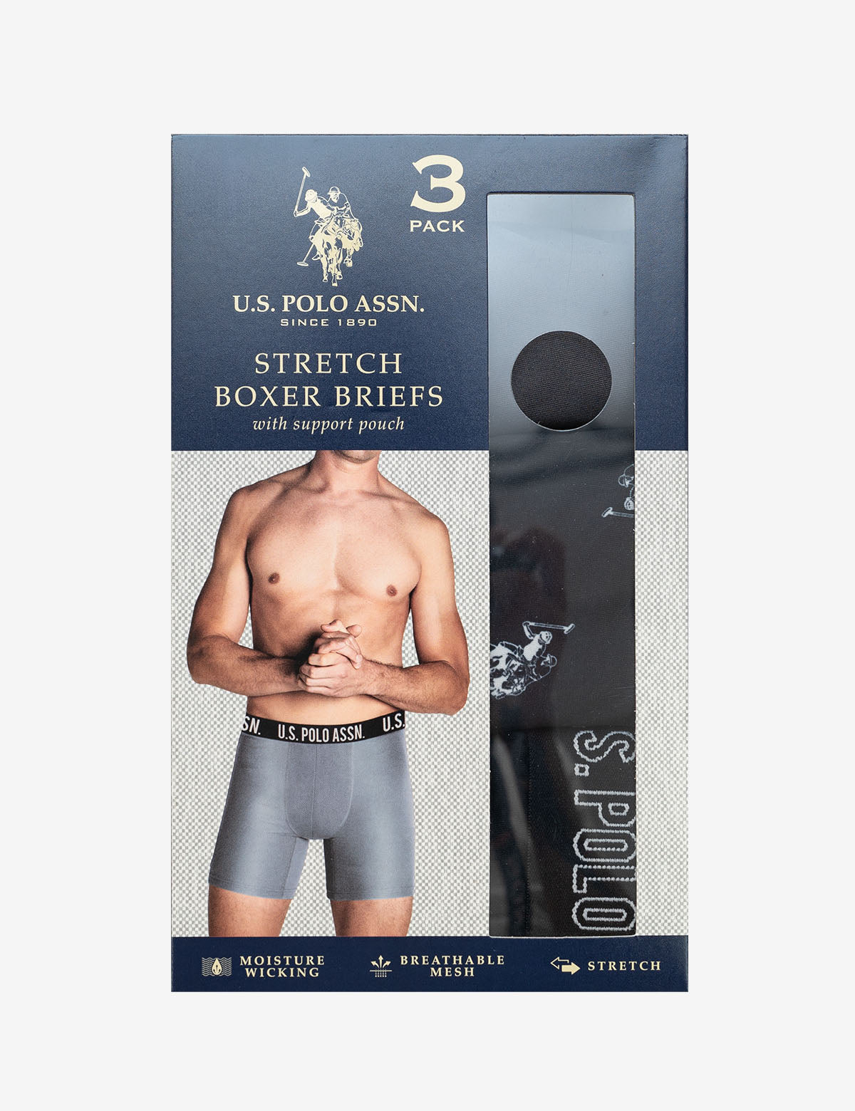 3 Pack Moisture-Wicking Stretch Boxer Briefs for Men