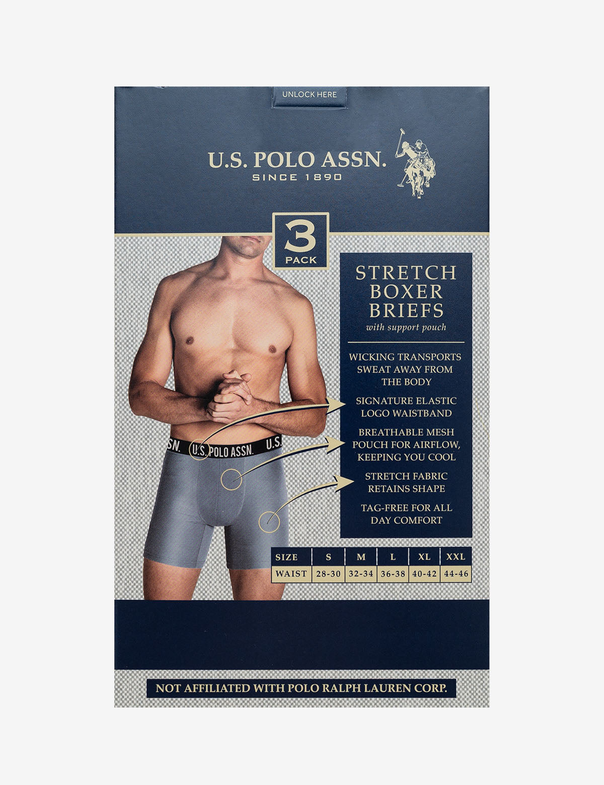 3 Pack Moisture-Wicking Stretch Boxer Briefs for Men