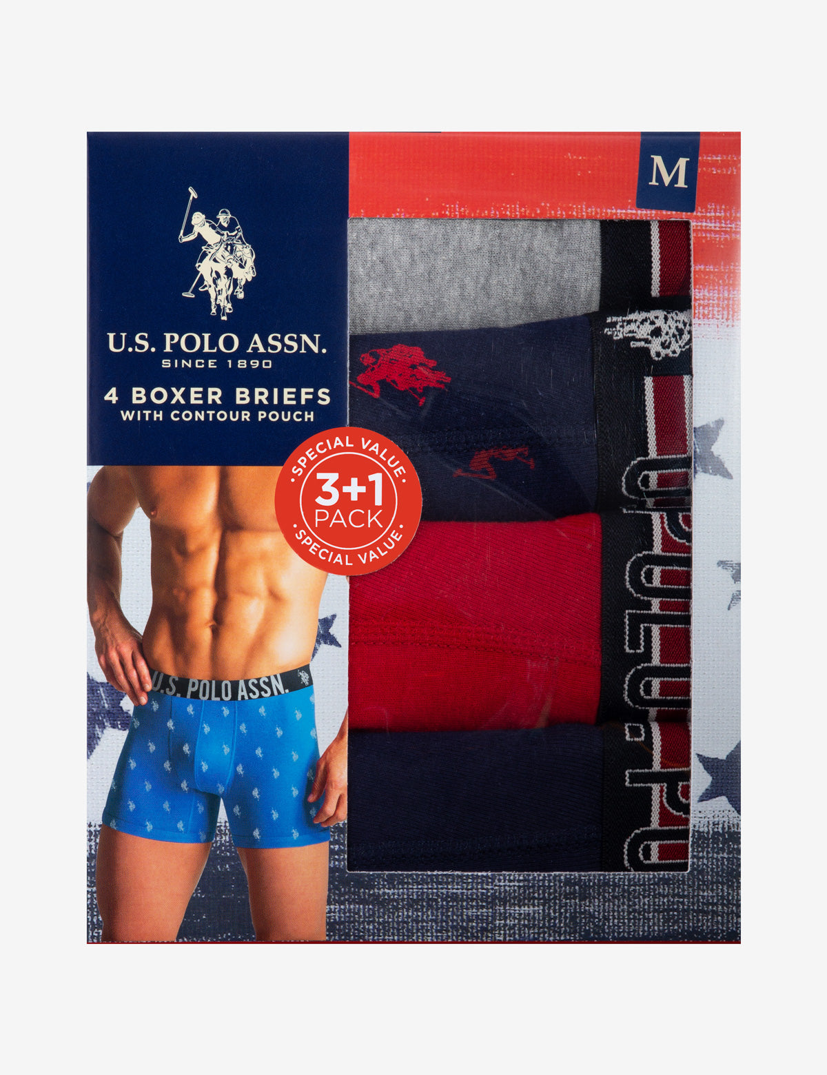 U.S. Polo Assn. Cotton Boxer Briefs 4-Pack - Breathable & Tag-Free