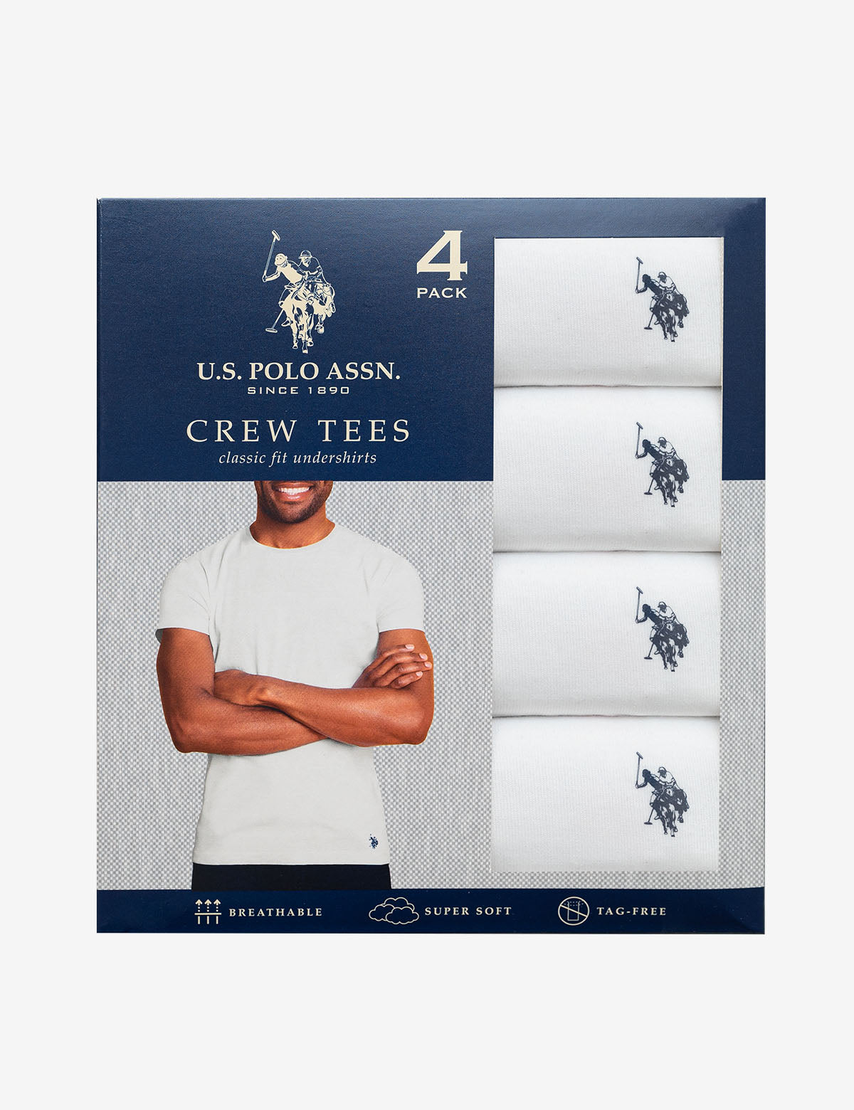 4 Pack Soft Cotton Crew Neck T-Shirts for Men