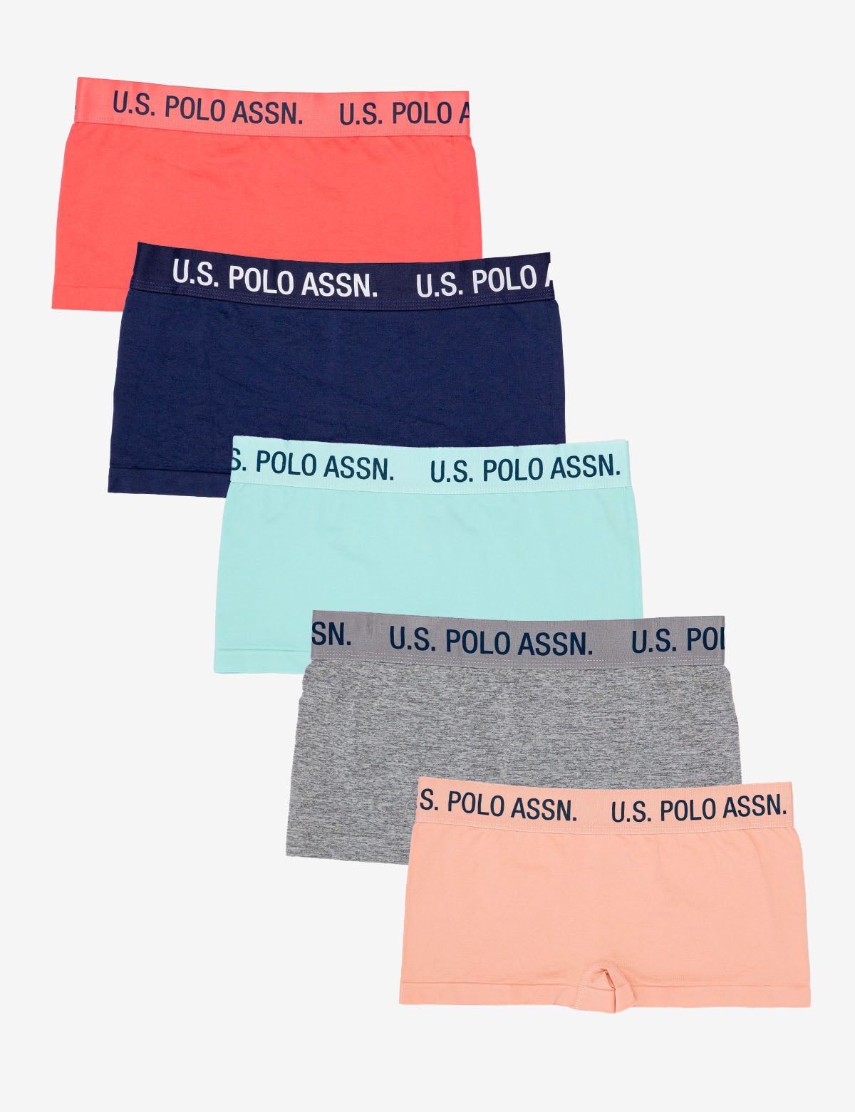5 Pack Seamless Boyshorts Panties - Tag Free, Printed Waistband