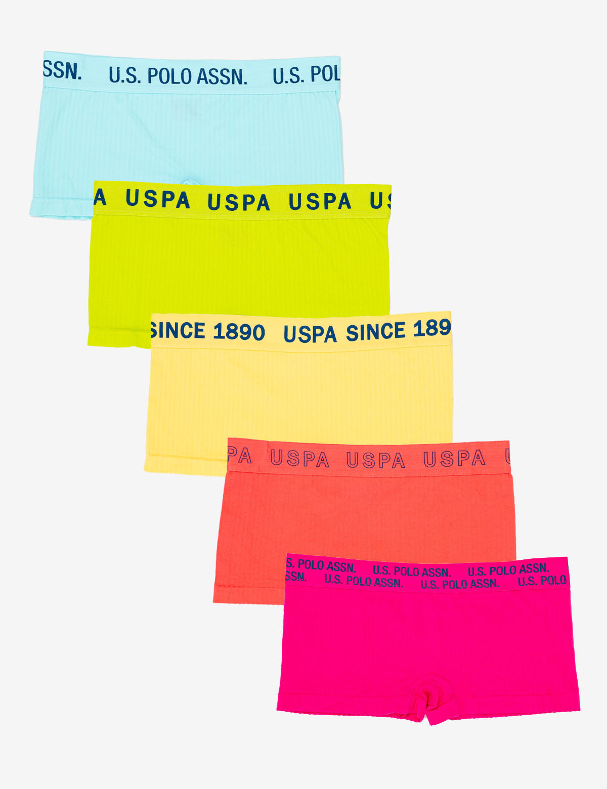 5 Pack Seamless Boyshorts Panties - Tag Free, Printed Waistband