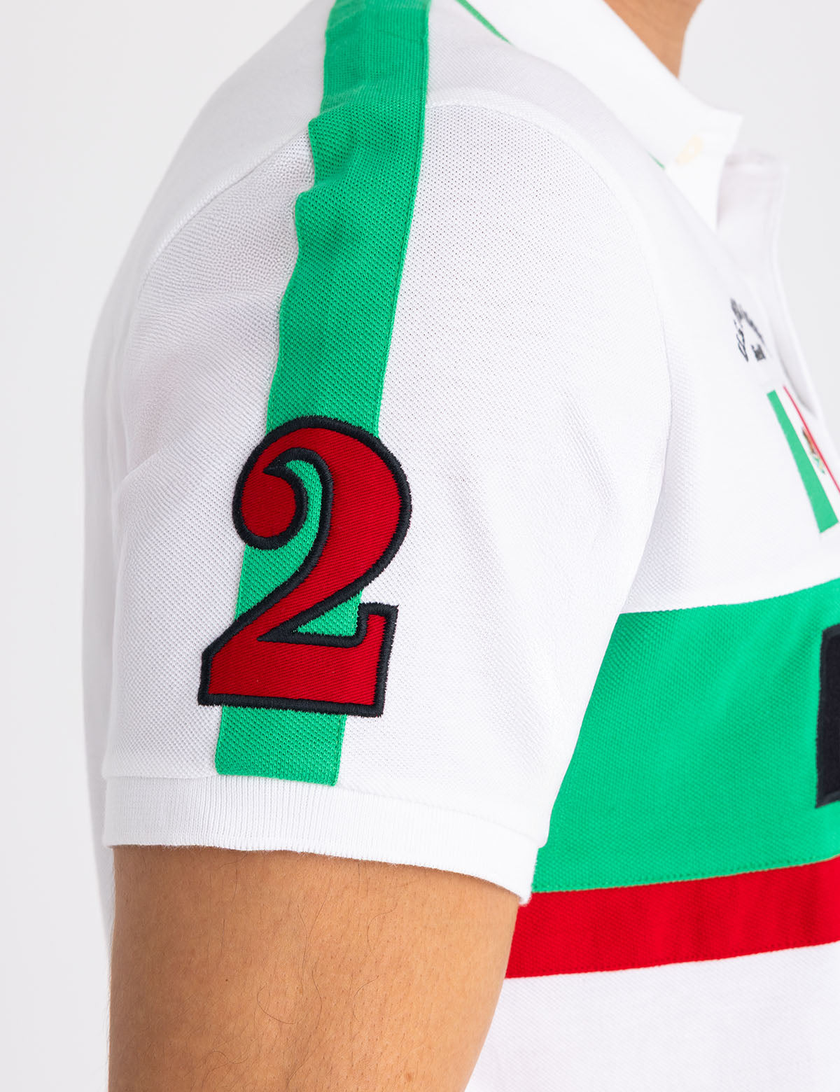 Mexico Color Block Polo Shirt with Embroidery - Sporty Casual Style