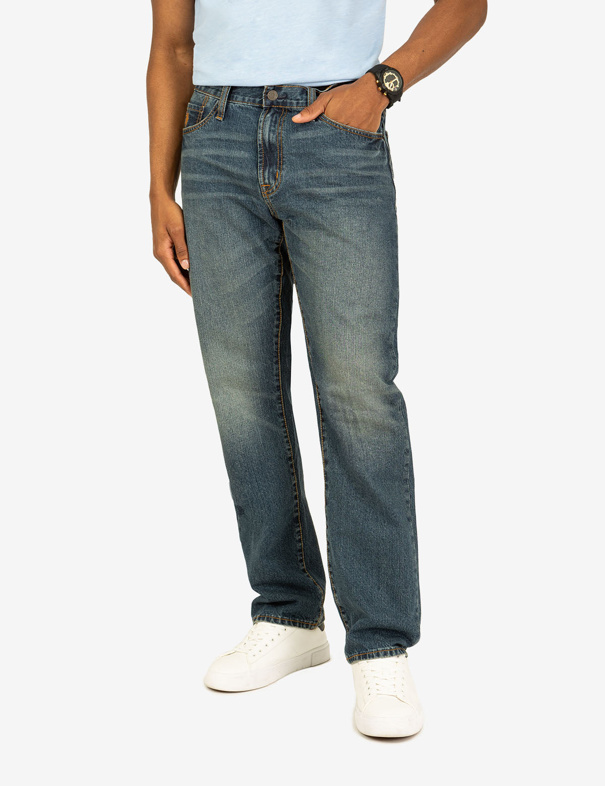 Men's 5-Pocket Straight Fit Rigid Denim Jeans - 100% Cotton