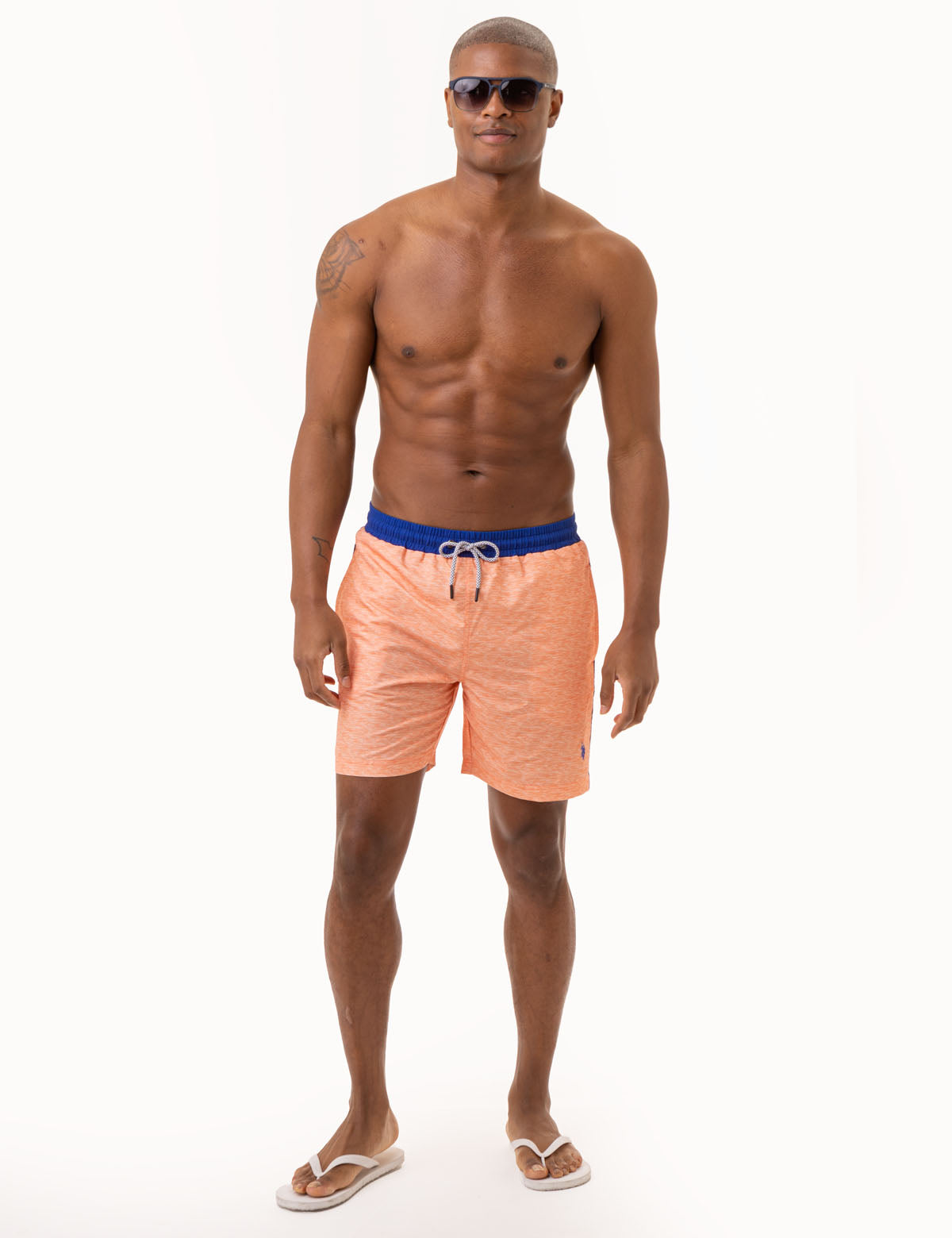 Heather Contrast Swim Trunks for Men – Quick-Dry Beach Shorts