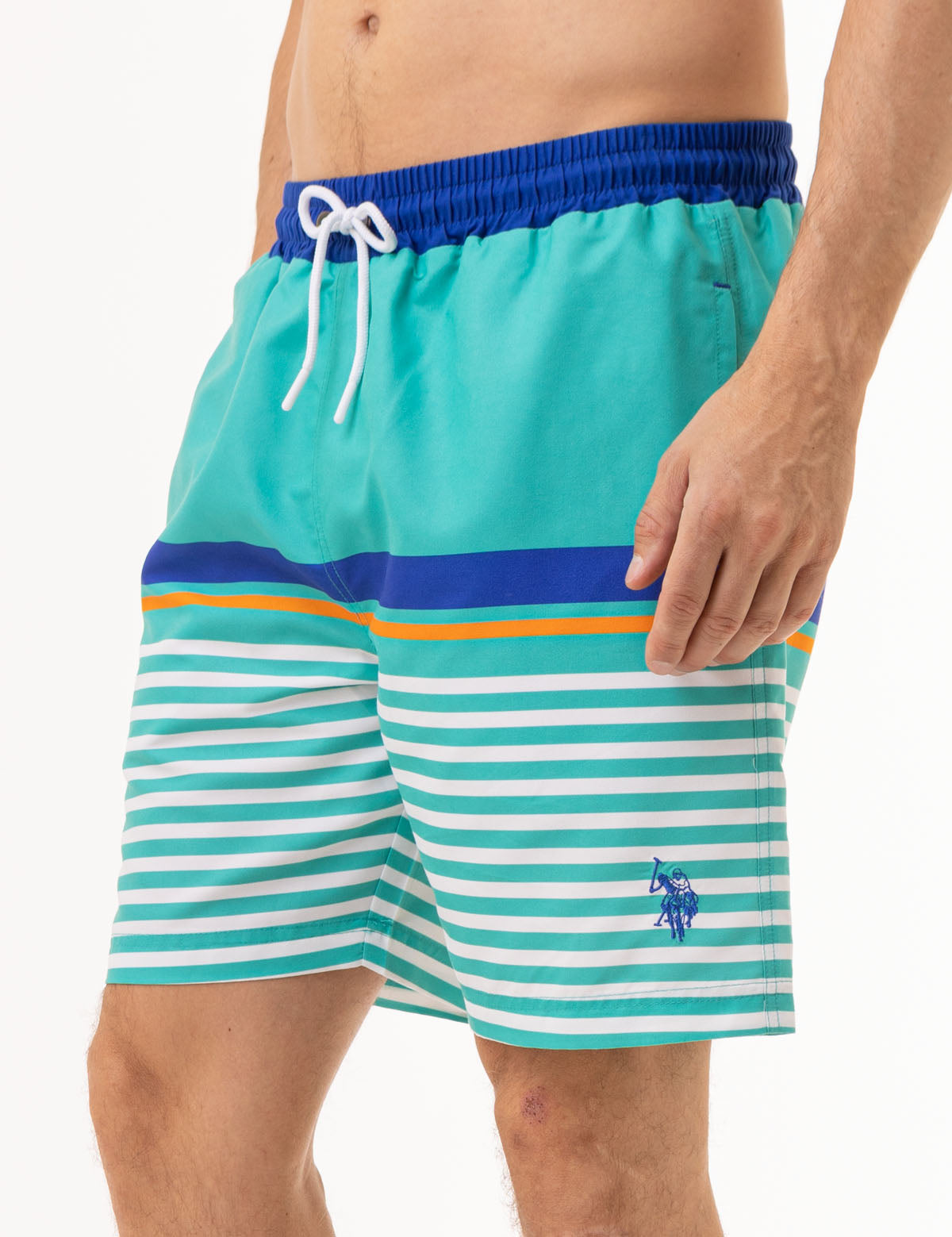 Men's Striped Swim Trunks - 7 Color Stripe Quick Dry Beach Shorts