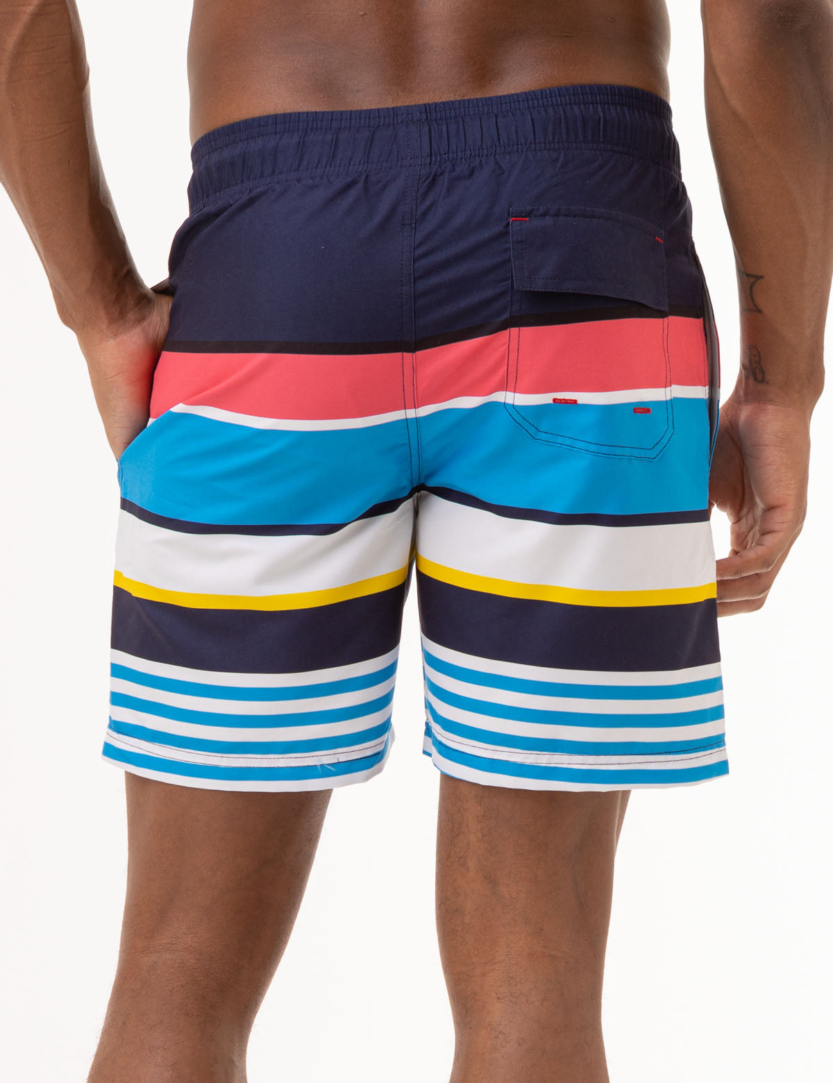 Men's Striped Swim Trunks - 7 Color Stripe Quick Dry Beach Shorts