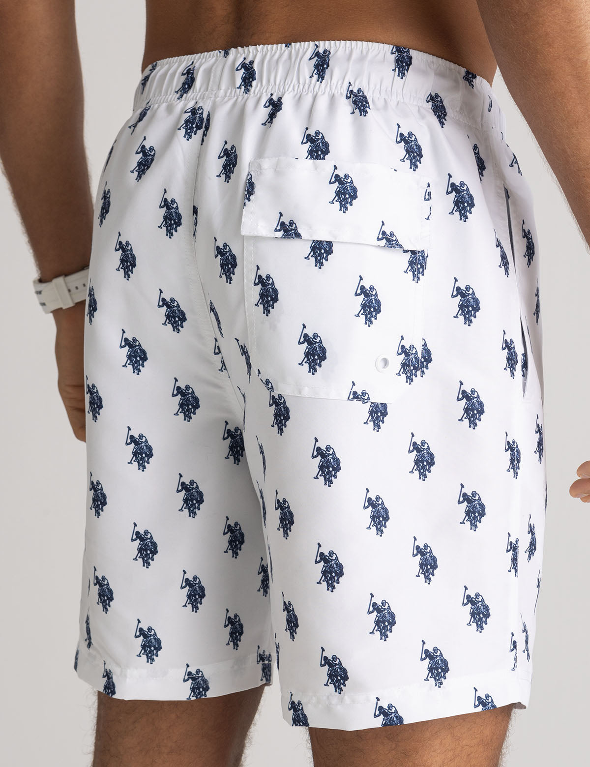 Men's 7" Logo Print Swim Shorts with Adjustable Waist