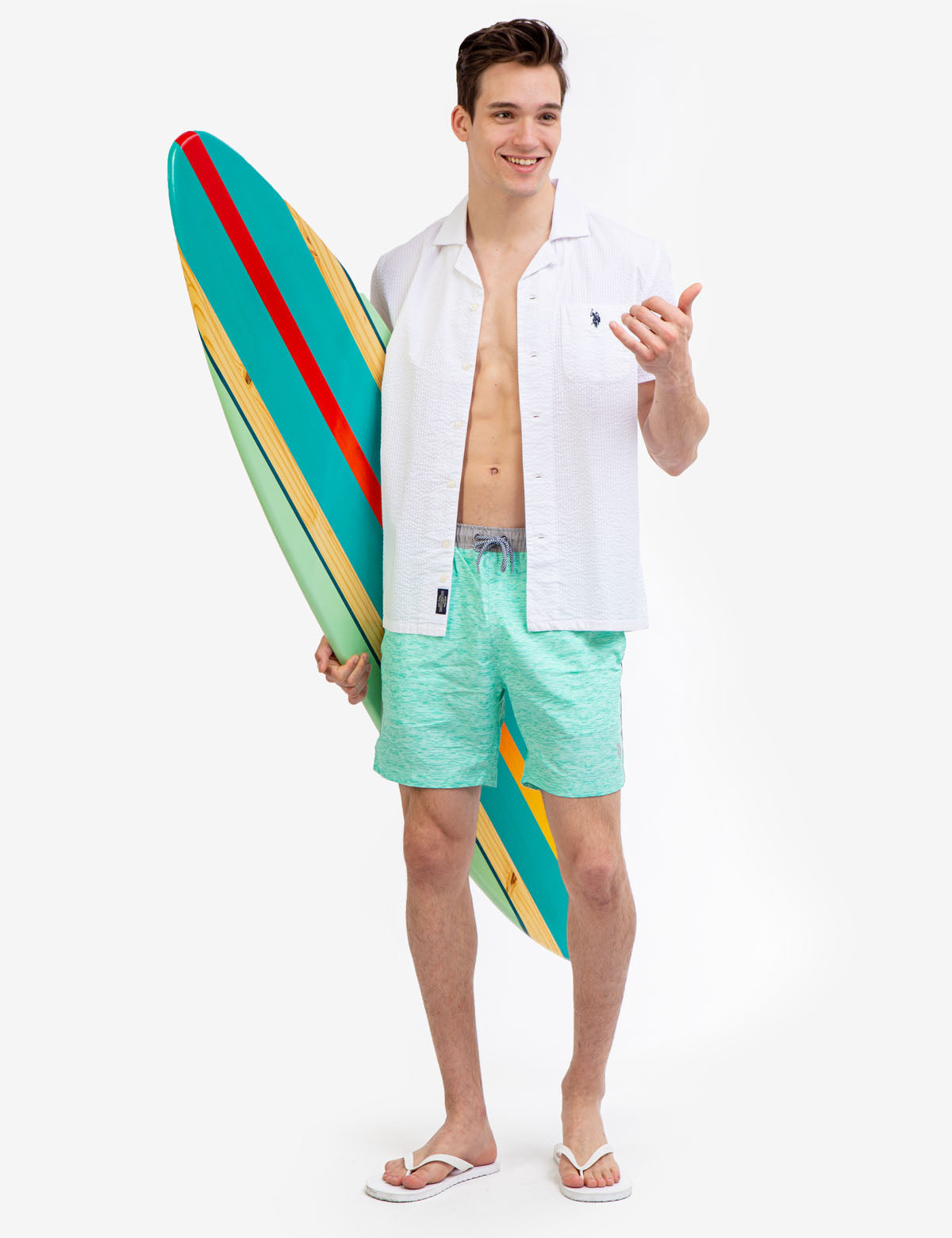 7" Heather Contrast Swim Trunks with Elastic Waistband
