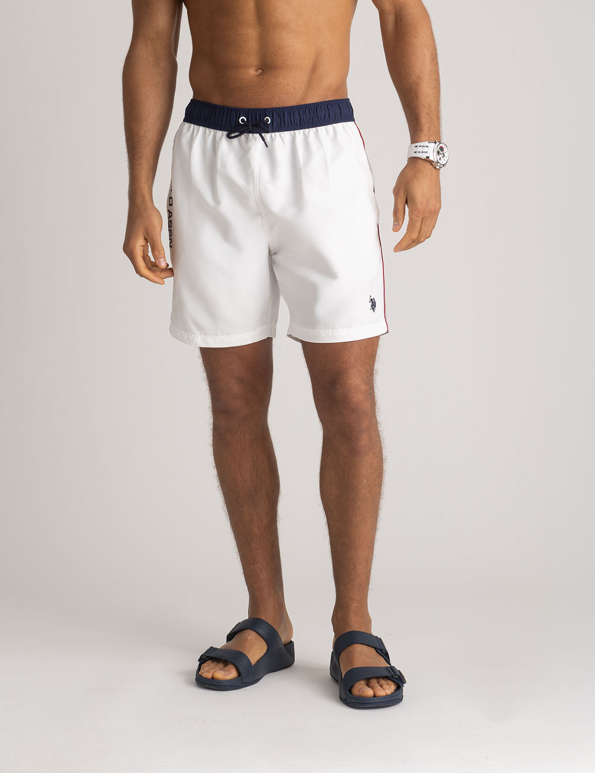7" Athletic Swim Shorts with Side Panels & Pockets