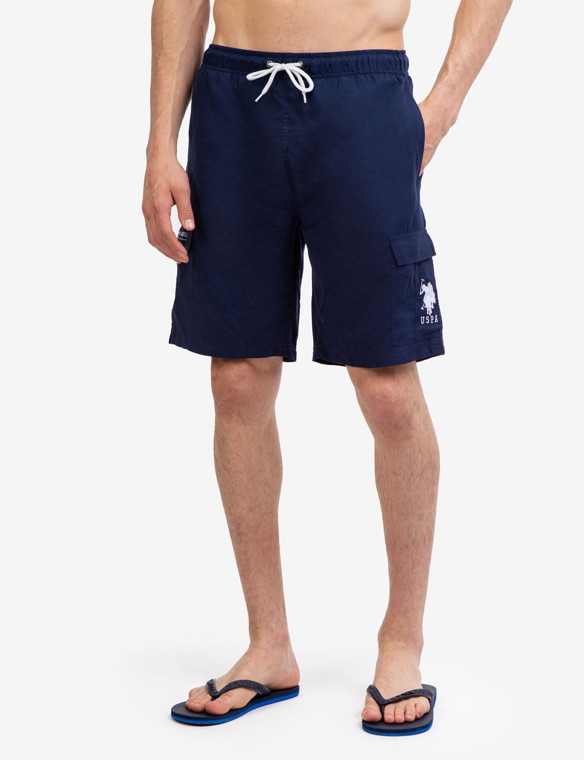 USPA 9" Cargo Swim Trunks with Elastic Waistband & Pockets