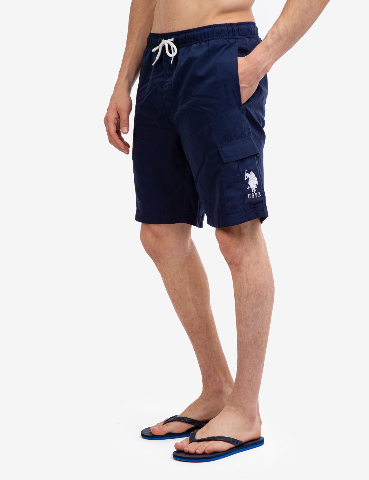 USPA 9" Cargo Swim Trunks with Elastic Waistband & Pockets