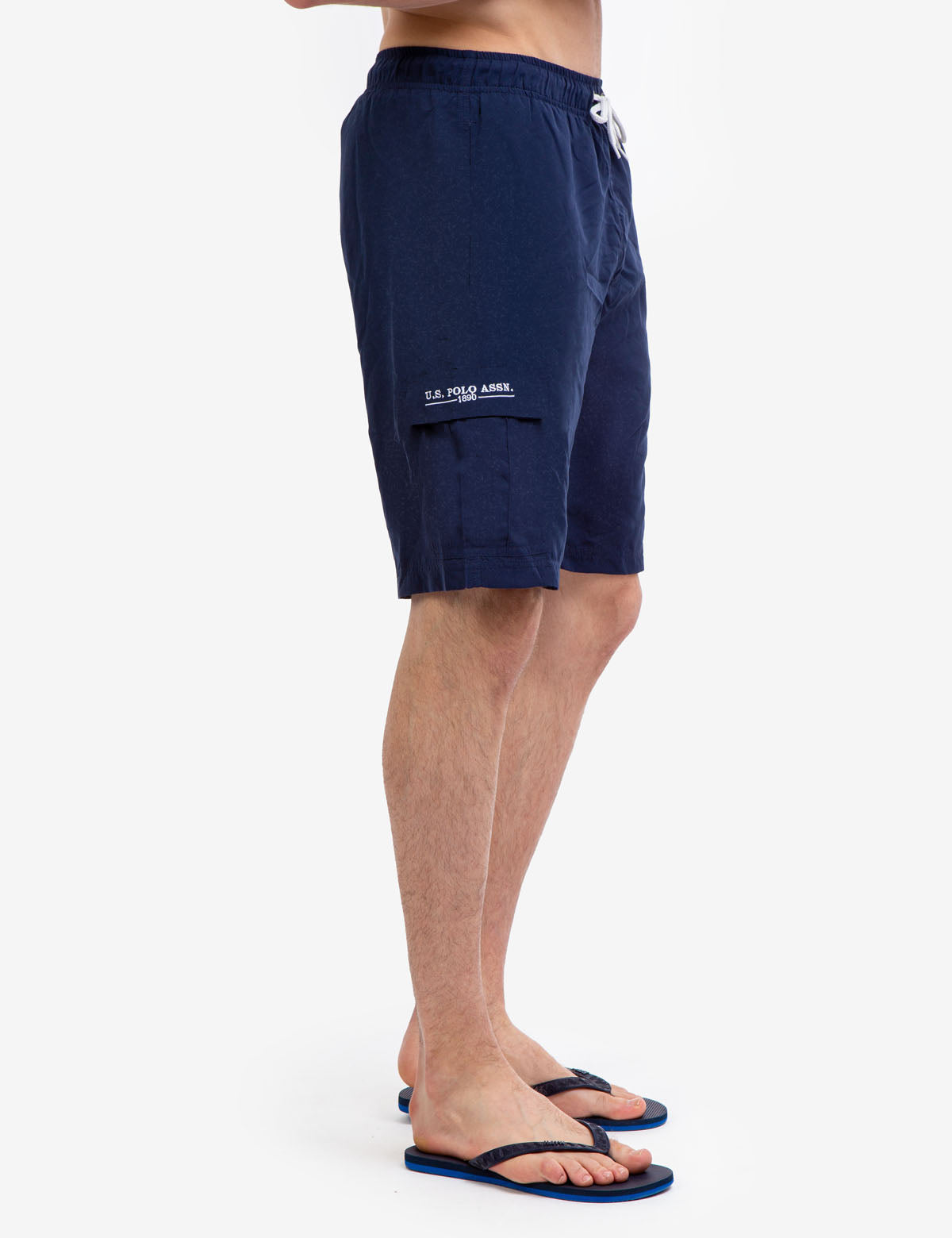 USPA 9" Cargo Swim Trunks with Elastic Waistband & Pockets
