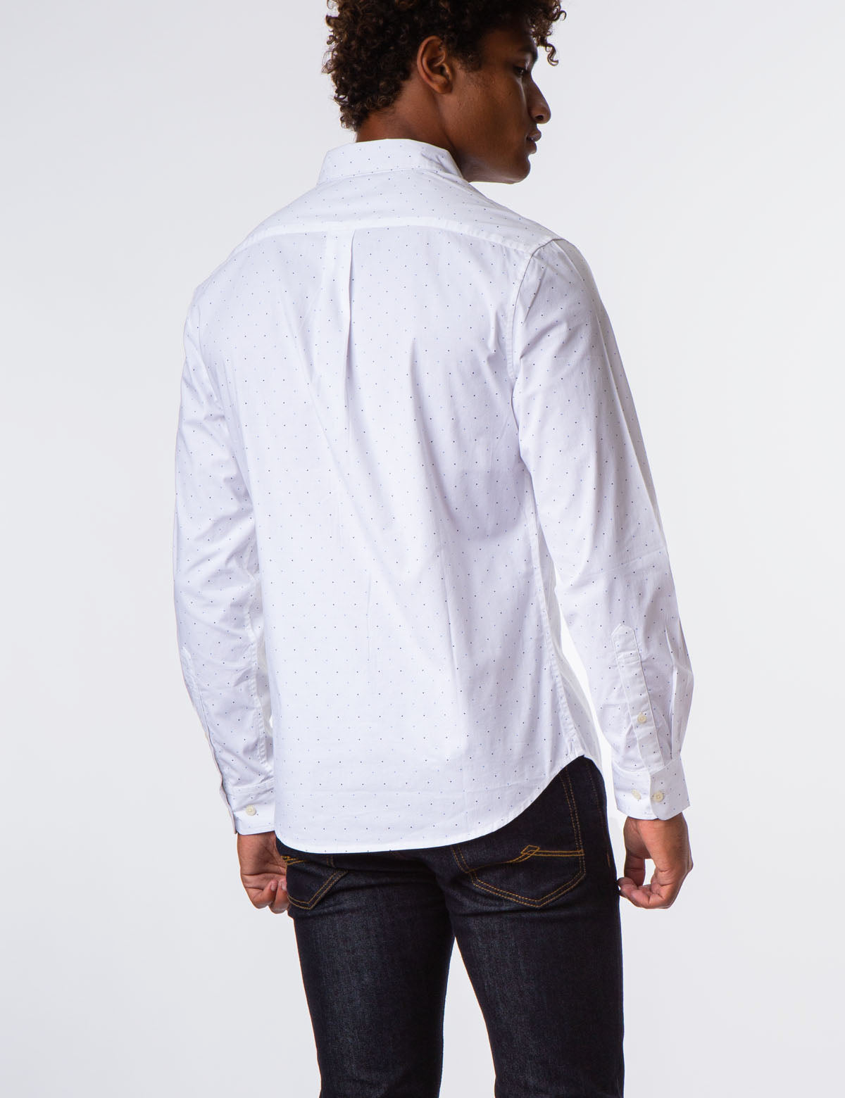 Men's All Over Dot Button-Up Shirt with Collar
