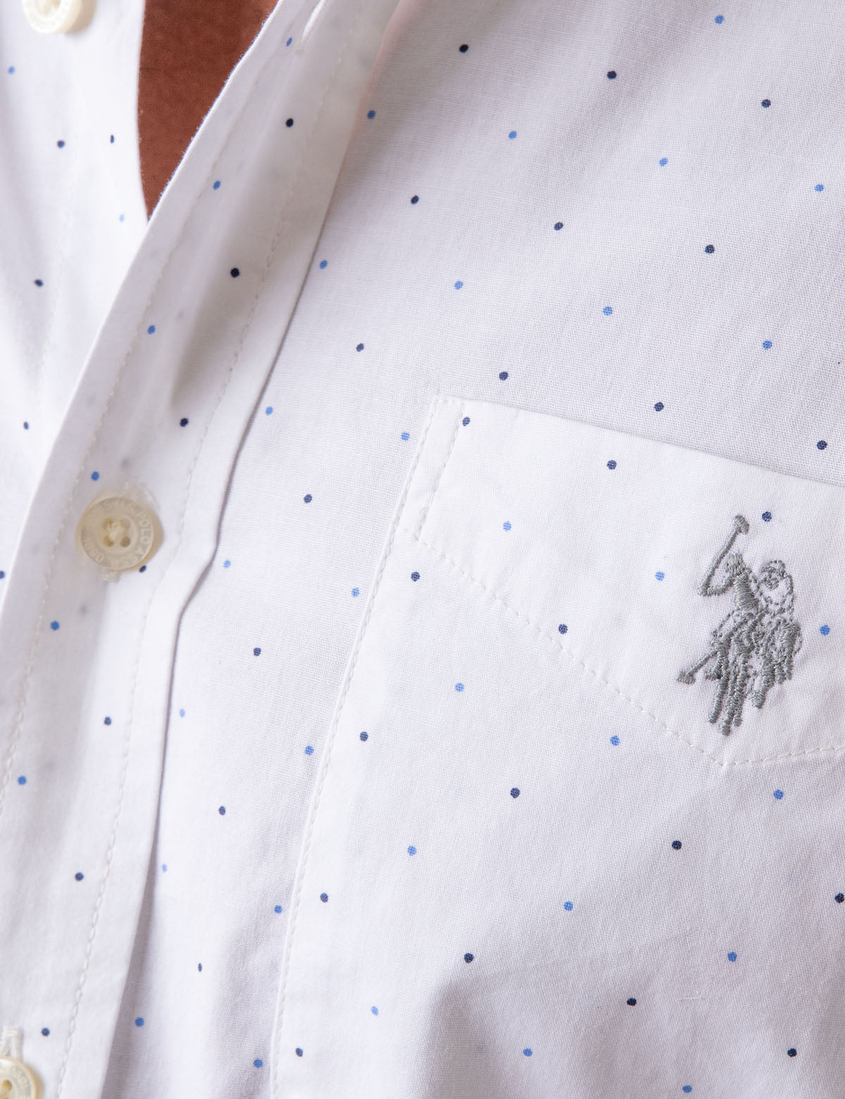 Men's All Over Dot Button-Up Shirt with Collar
