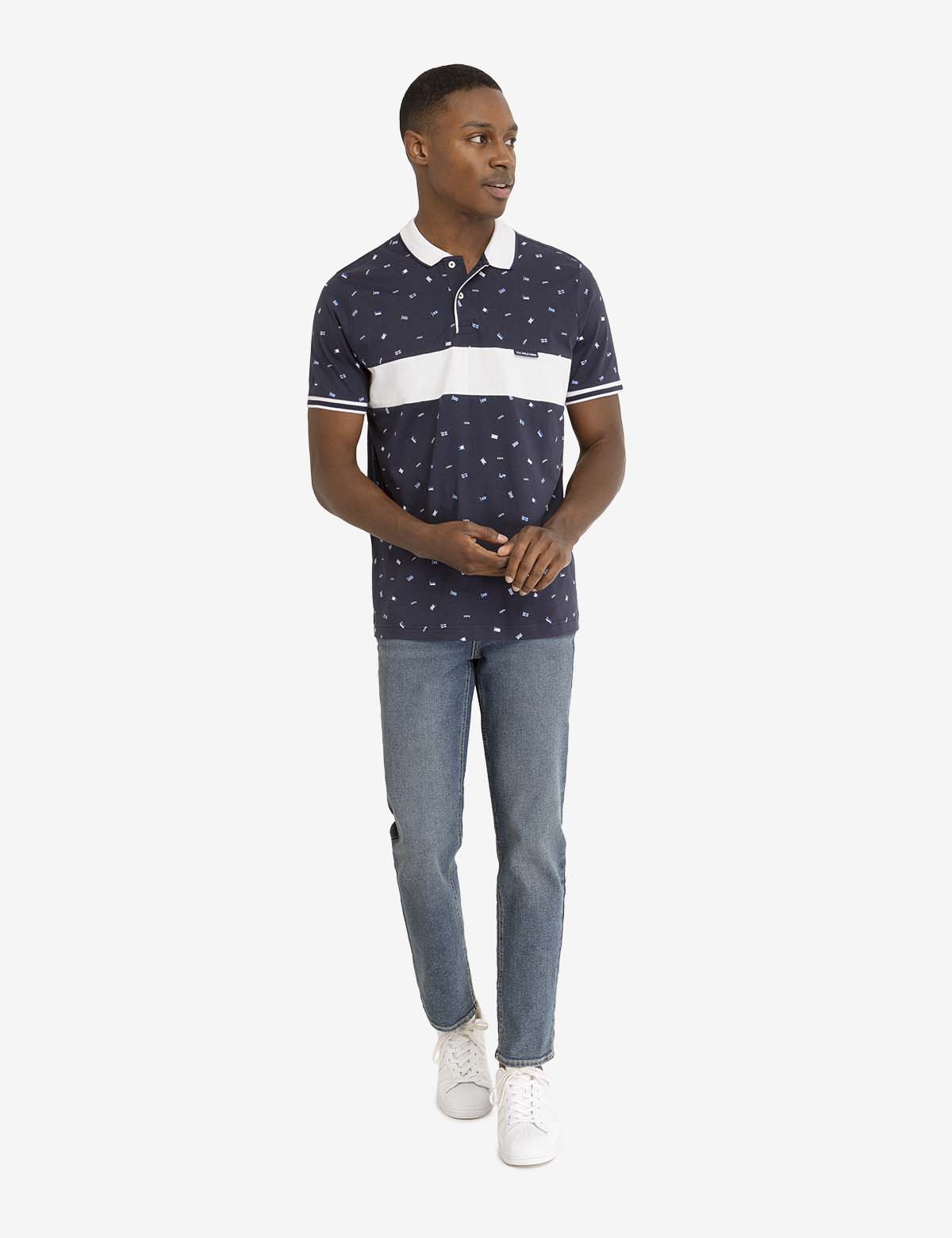 U.S. Polo Assn. Flag Print Cotton Jersey Polo Shirt