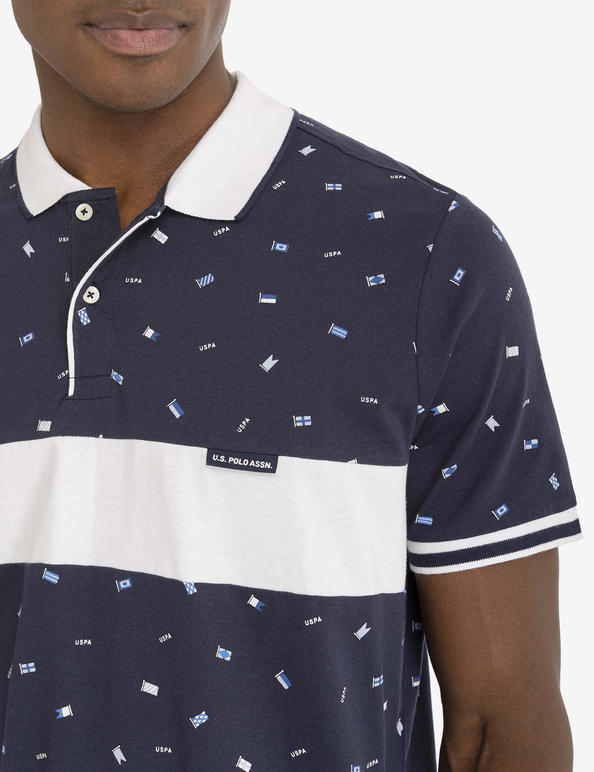 U.S. Polo Assn. Flag Print Cotton Jersey Polo Shirt
