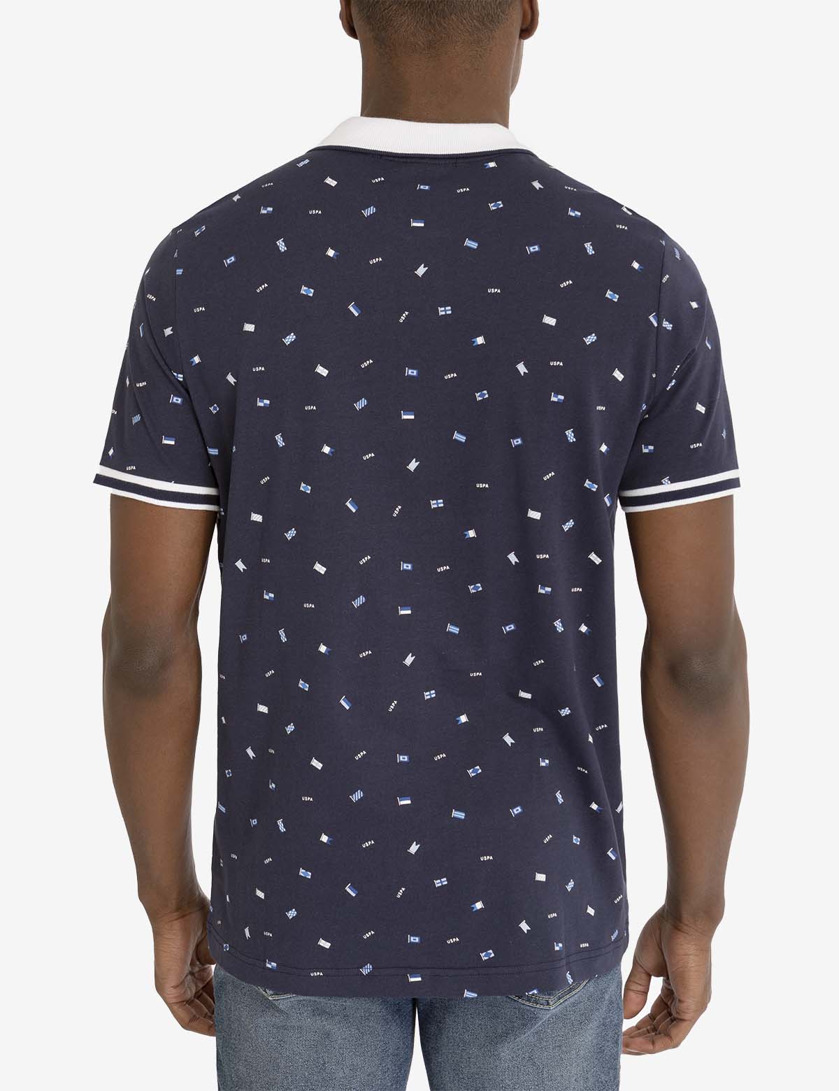 U.S. Polo Assn. Flag Print Cotton Jersey Polo Shirt