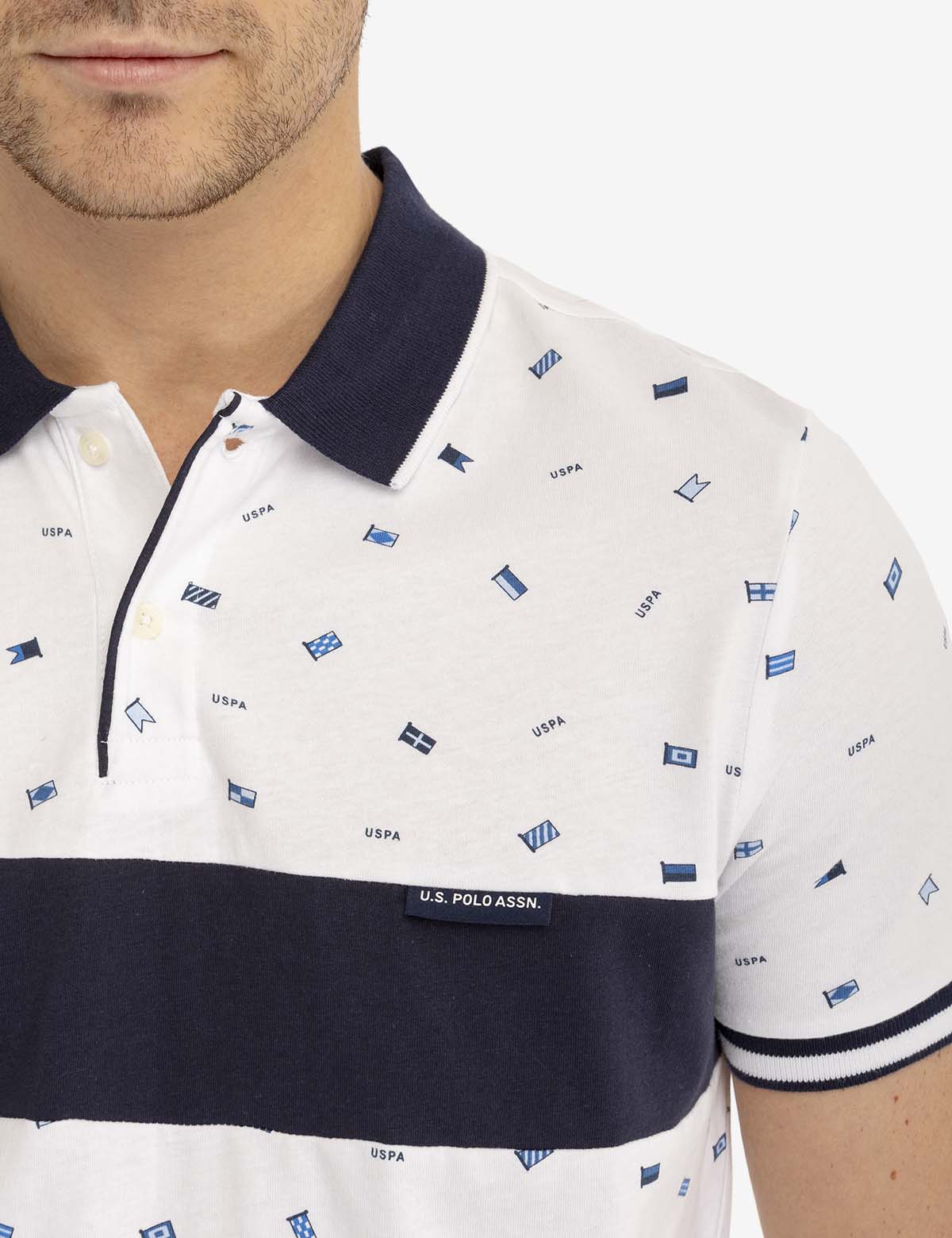 U.S. Polo Assn. Flag Print Cotton Jersey Polo Shirt