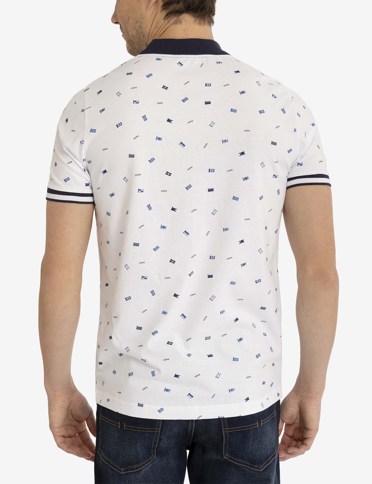 U.S. Polo Assn. Flag Print Cotton Jersey Polo Shirt