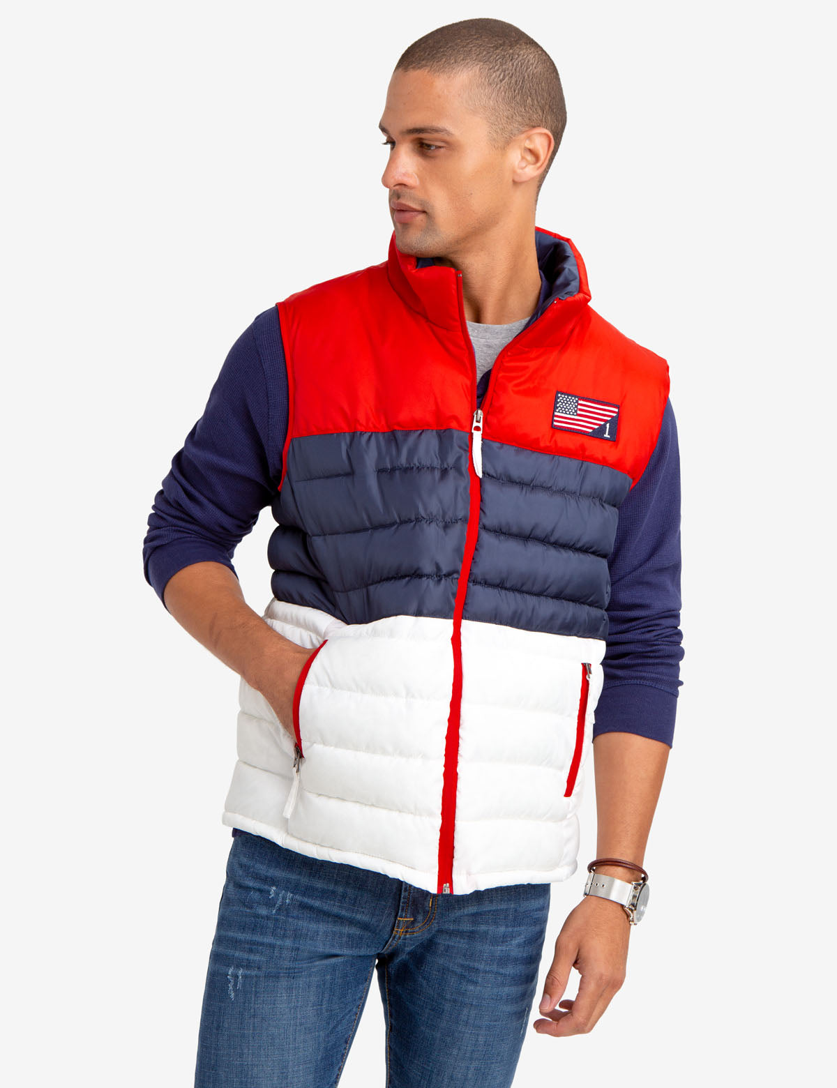 U.S. Polo Assn. American Flag Puffer Vest – Red, White & Blue