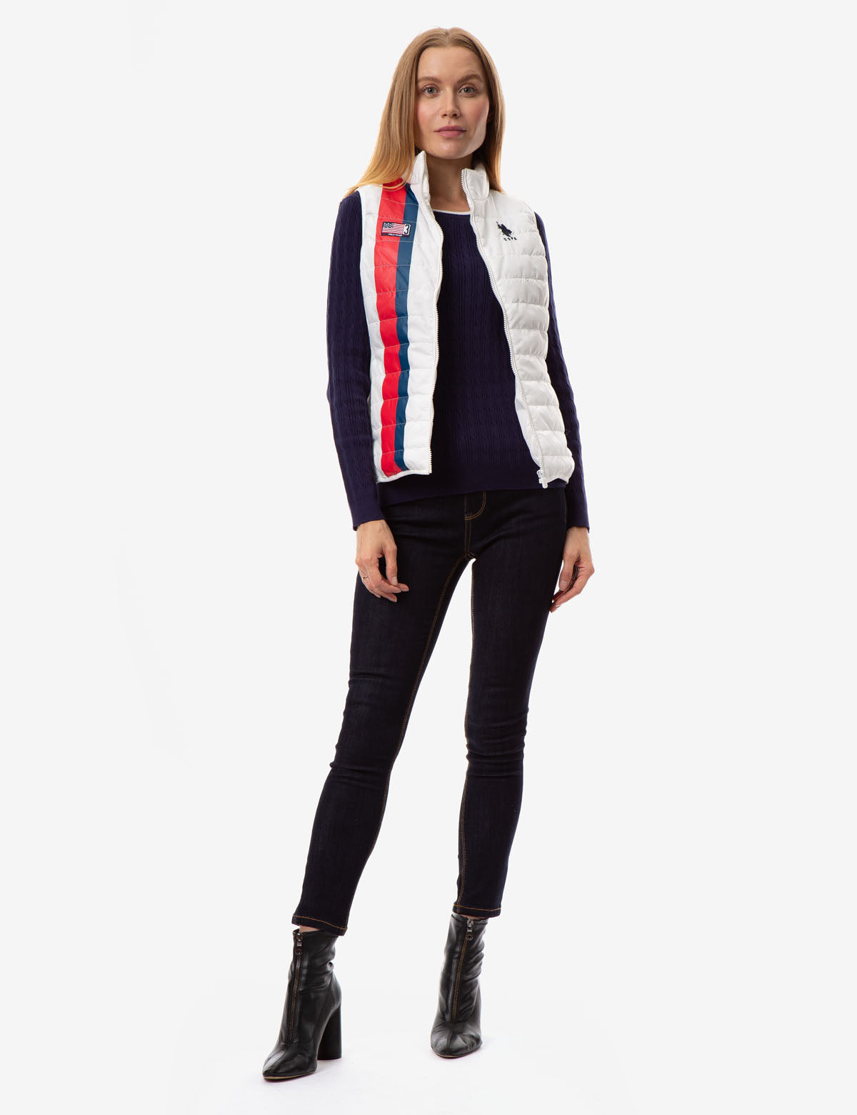 Americana Embroidered Logo Sleeveless Vest with Flag Patch