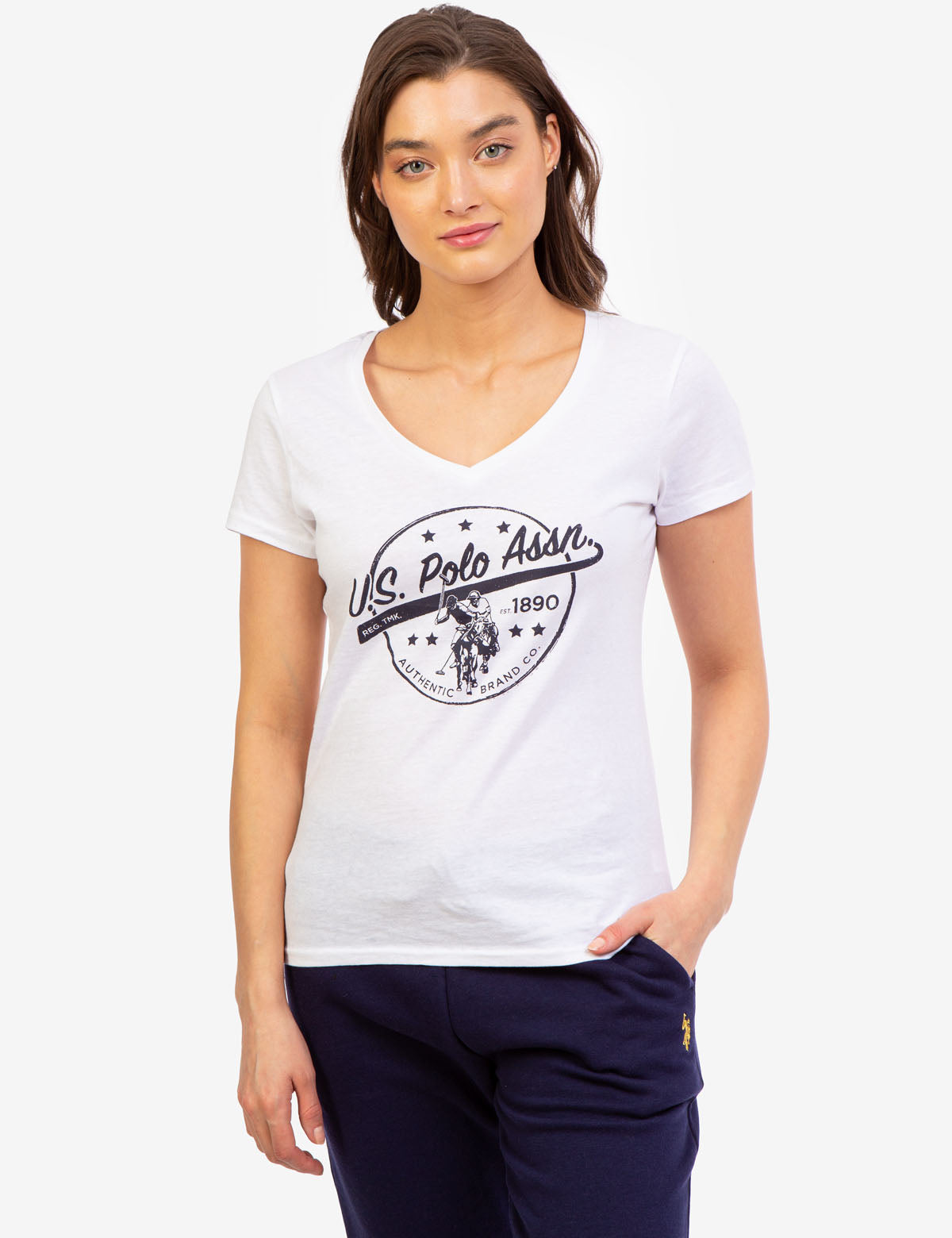 Athletic Brand V-Neck Logo T-Shirt for Men