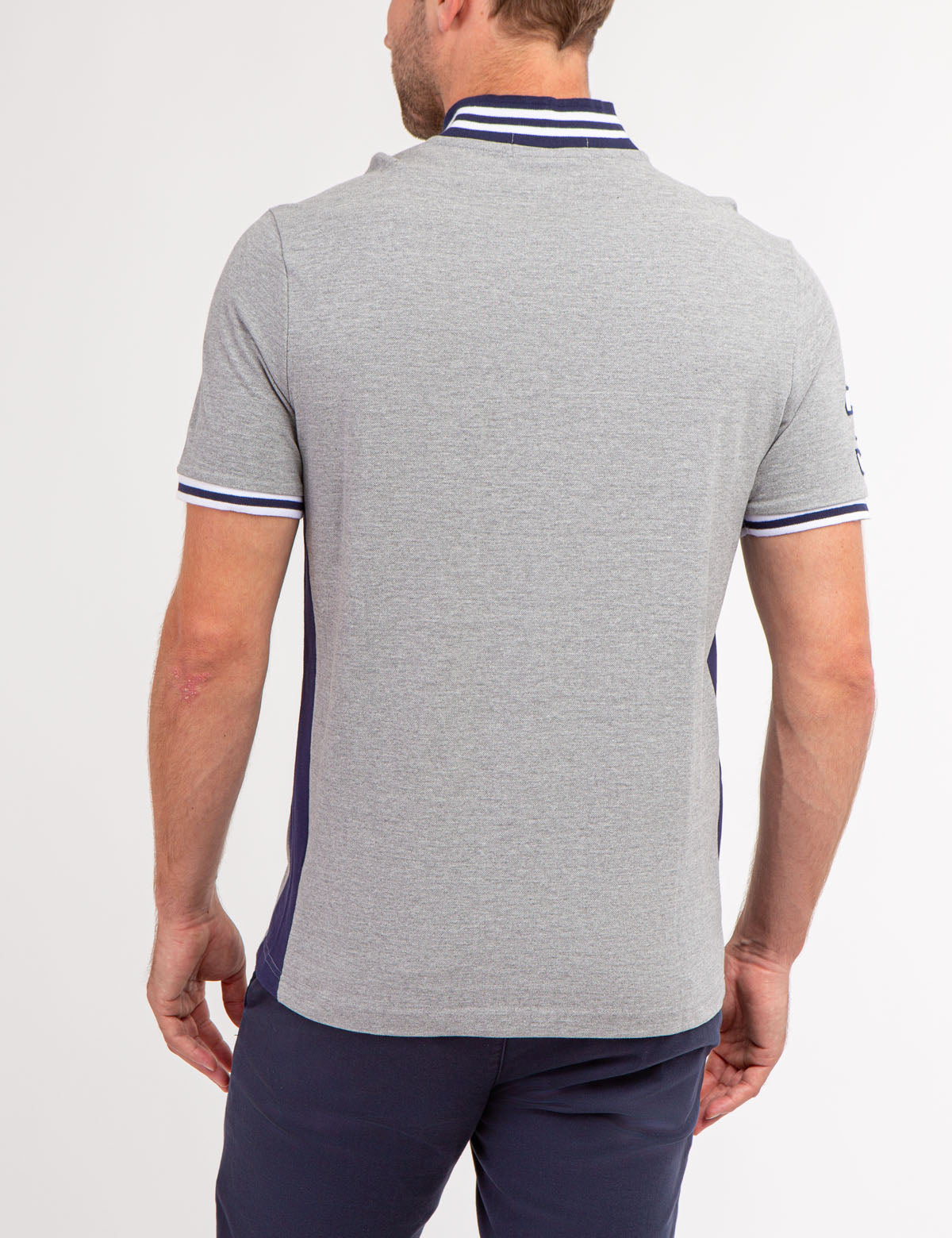 Men's Slim Fit Baseball Collar Polo Shirt - Cotton Pique with Contrast Trim