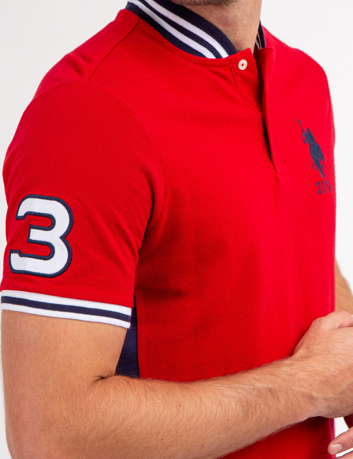 Men's Slim Fit Baseball Collar Polo Shirt - Cotton Pique with Contrast Trim