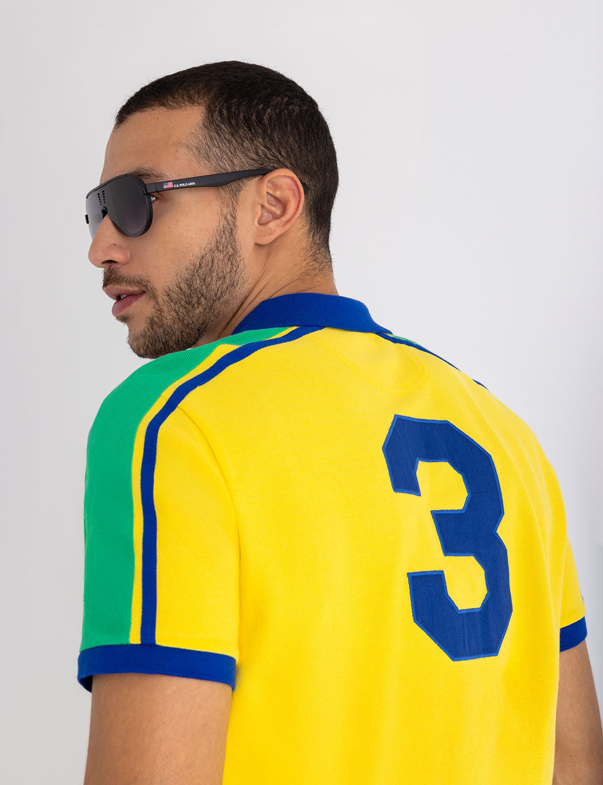 Brazil Color Block Pique Polo Shirt for Men - Casual Sporty Style