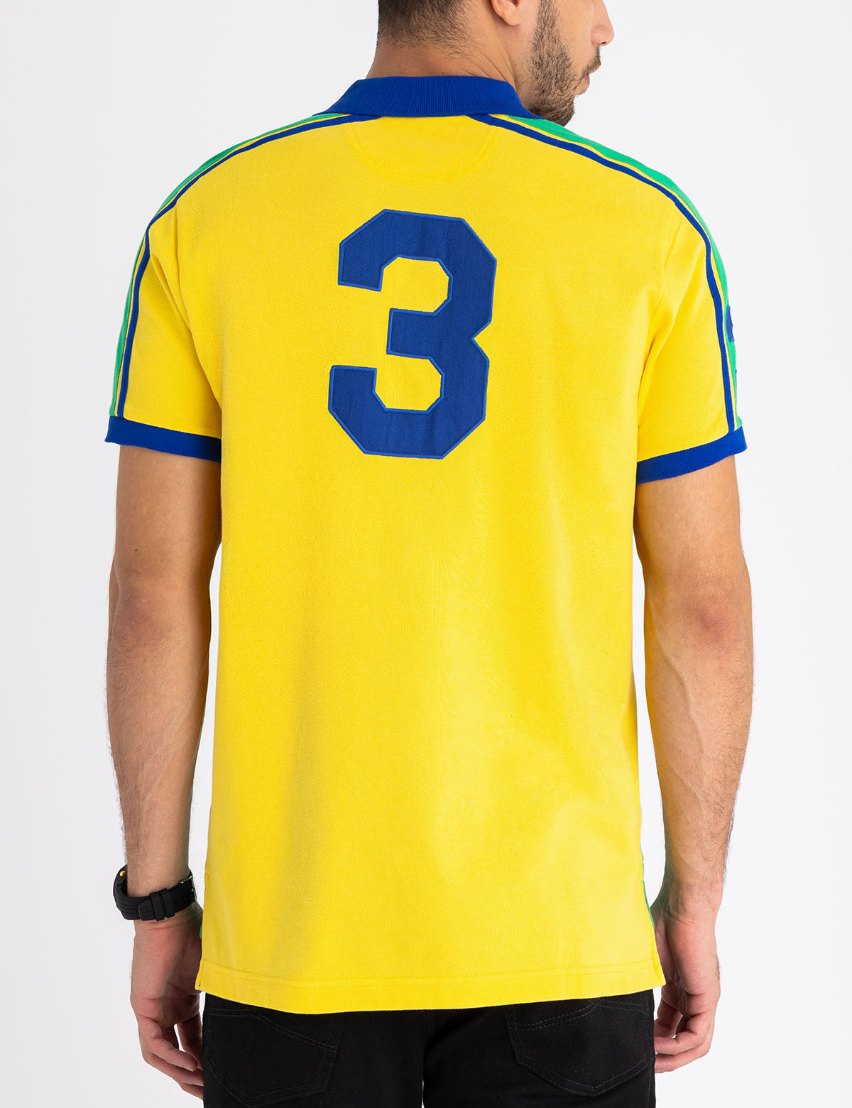 Brazil Color Block Pique Polo Shirt for Men - Casual Sporty Style