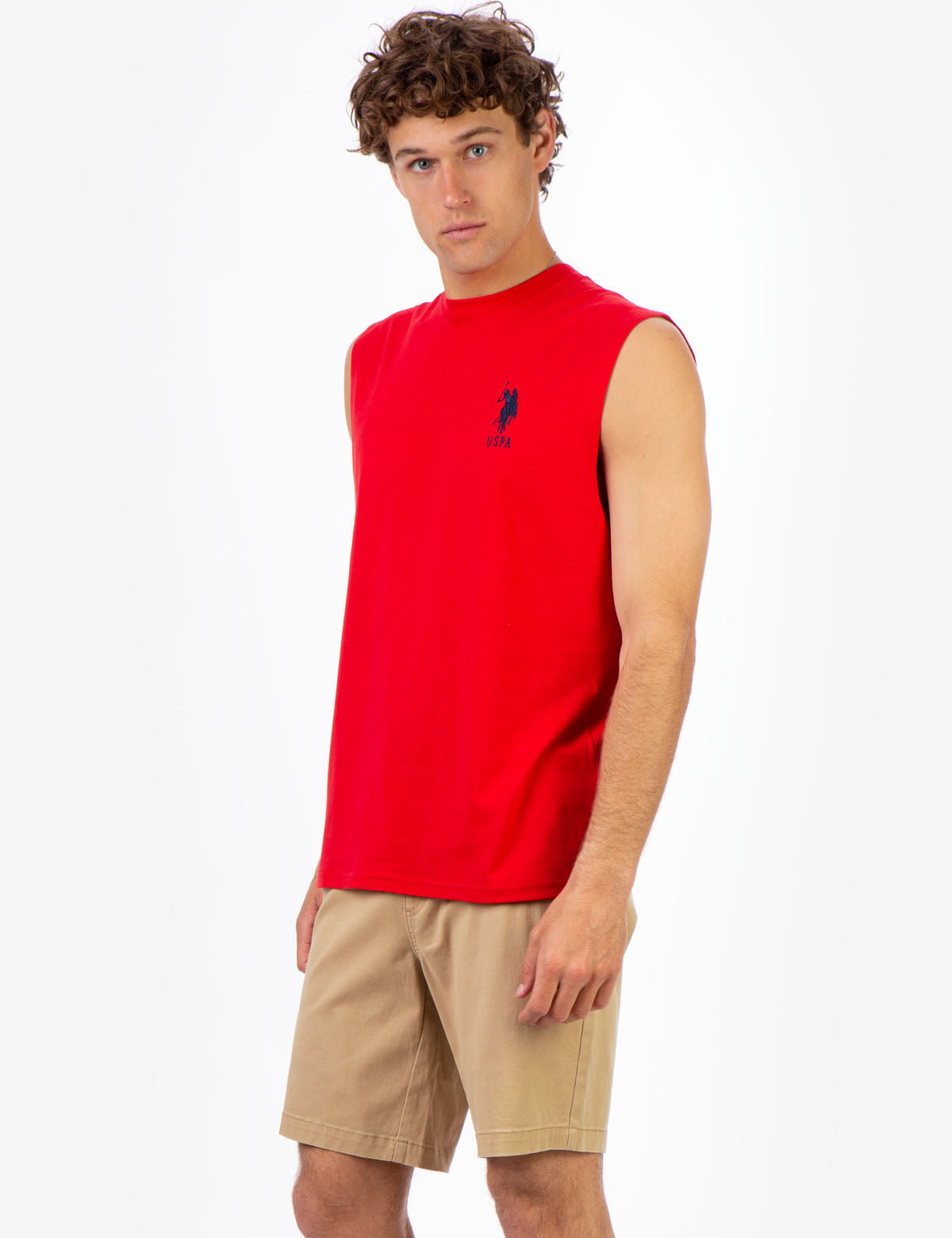 Men's Big Logo Muscle Tank Top - Sleeveless Crew Neck Tee