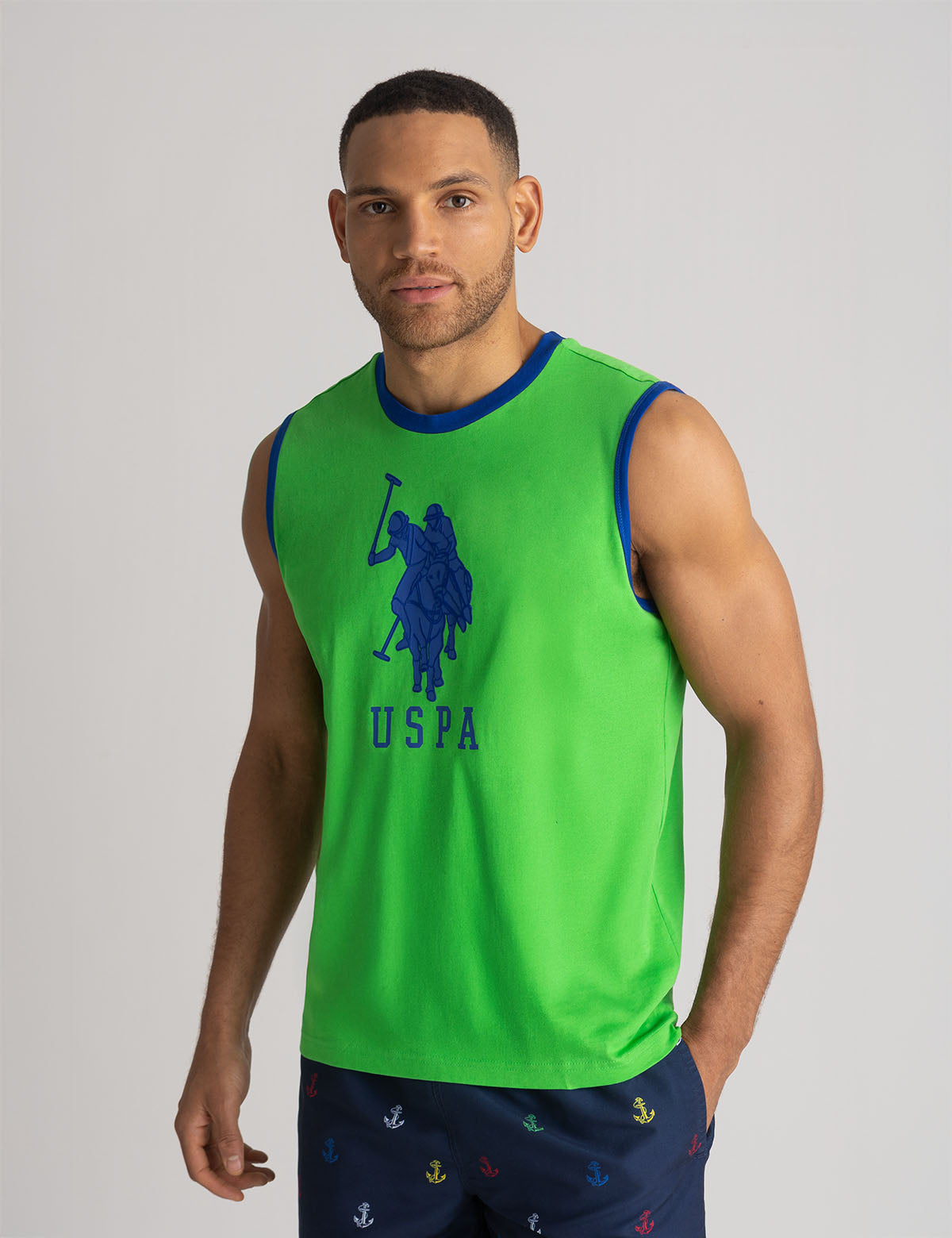 Men's Big Logo Muscle Tank Top - Sleeveless Crew Neck Tee