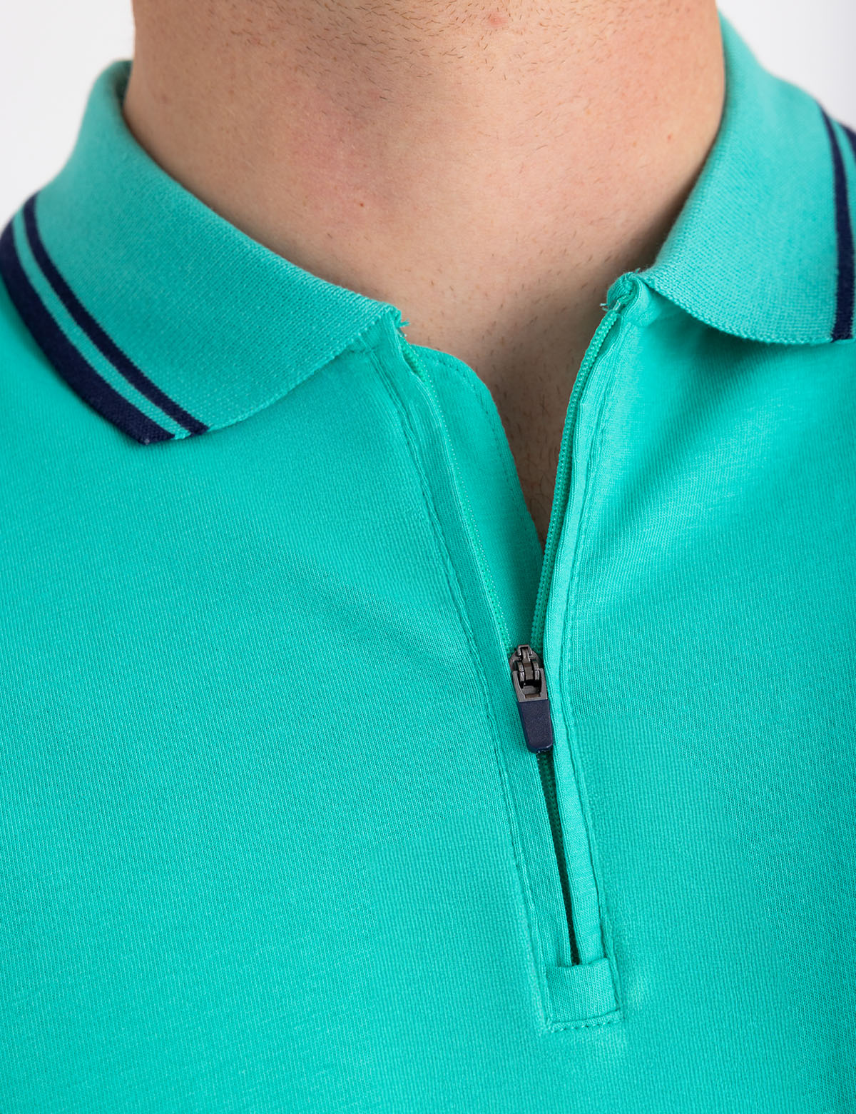 Men's Zipper Placket Jersey Polo Shirt