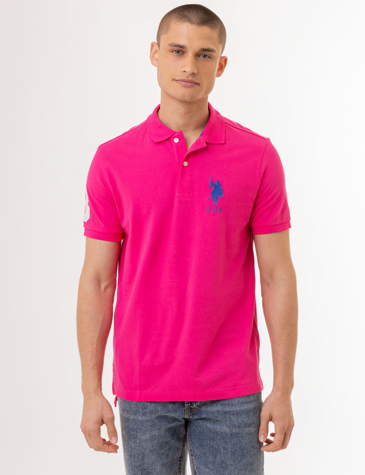 Men's Cotton Polo Shirt with Big Logo & Embroidered Design
